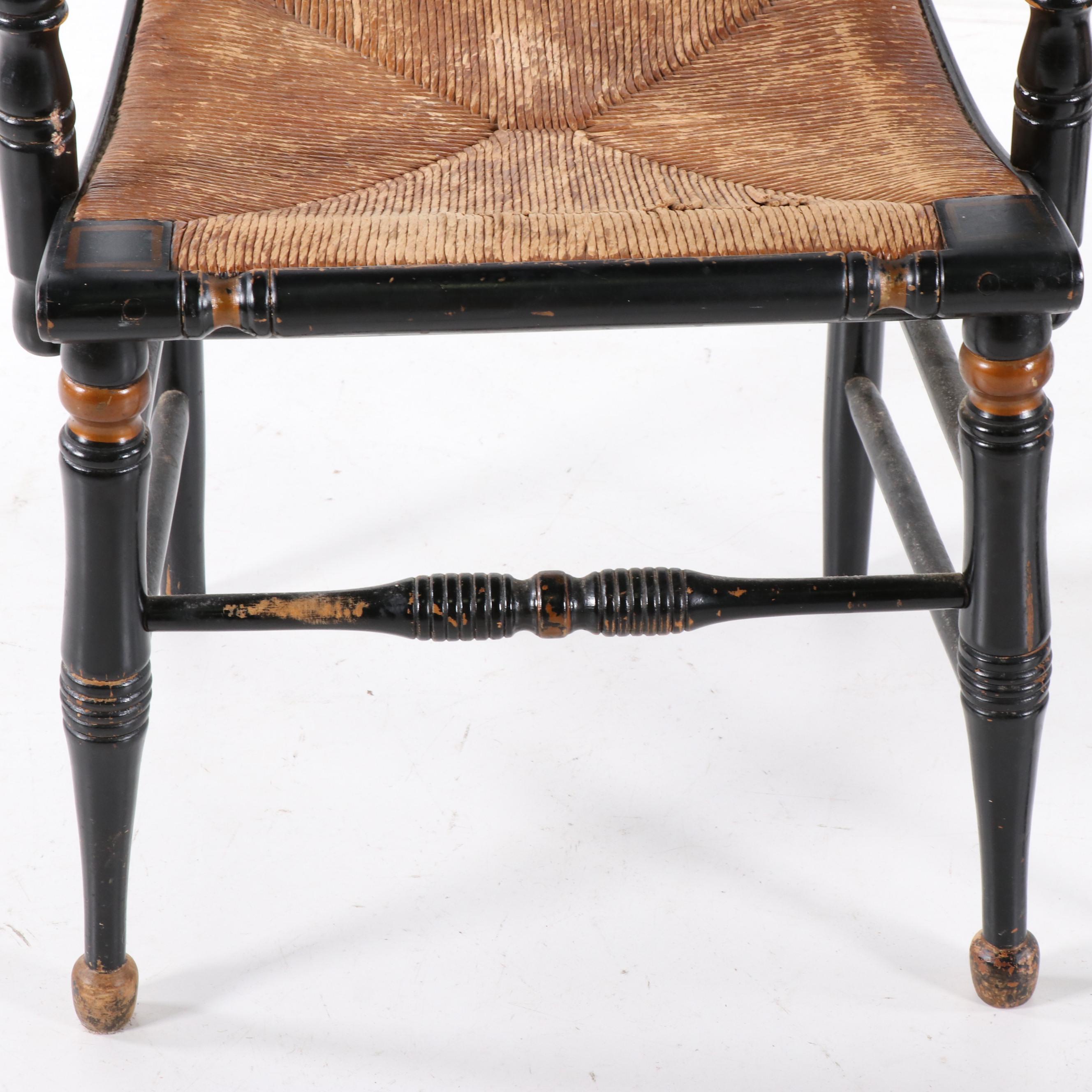 Paint Decorated Tavern Chairs with Rush Seats