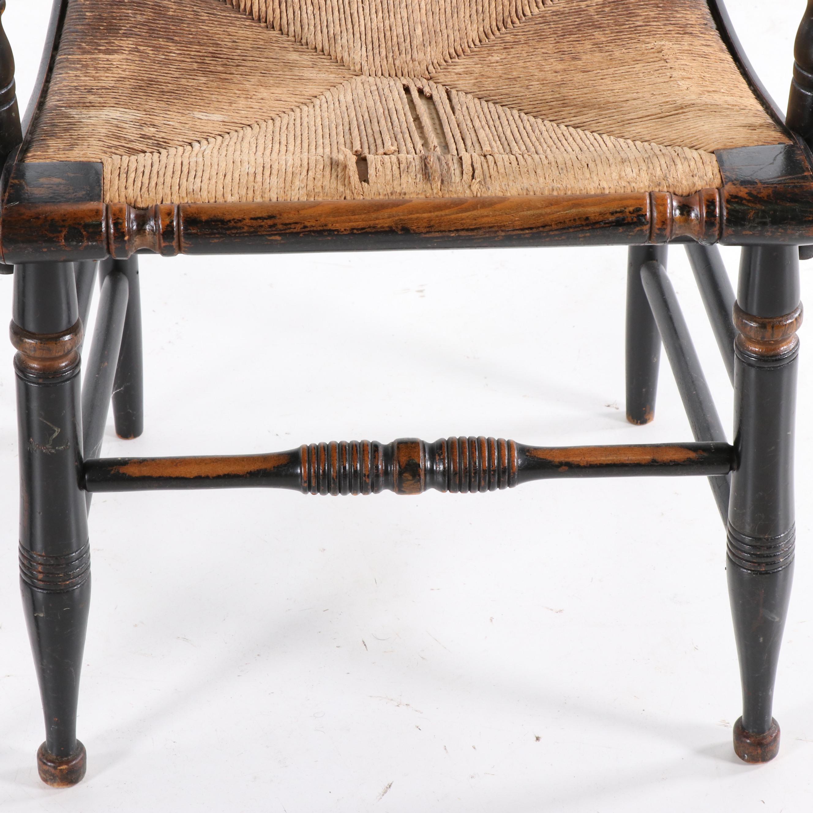 Paint Decorated Tavern Chairs with Rush Seats