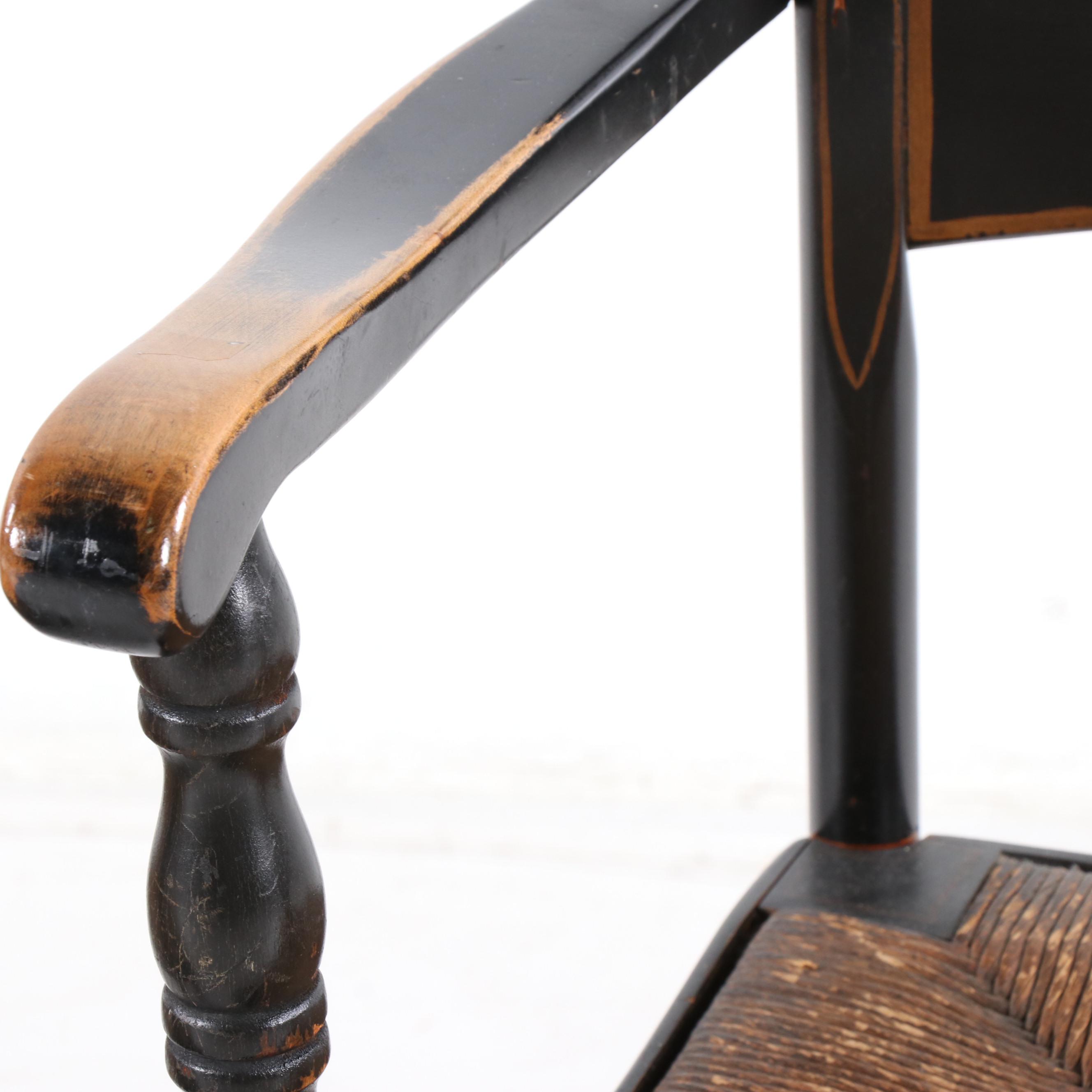 Paint Decorated Tavern Chairs with Rush Seats