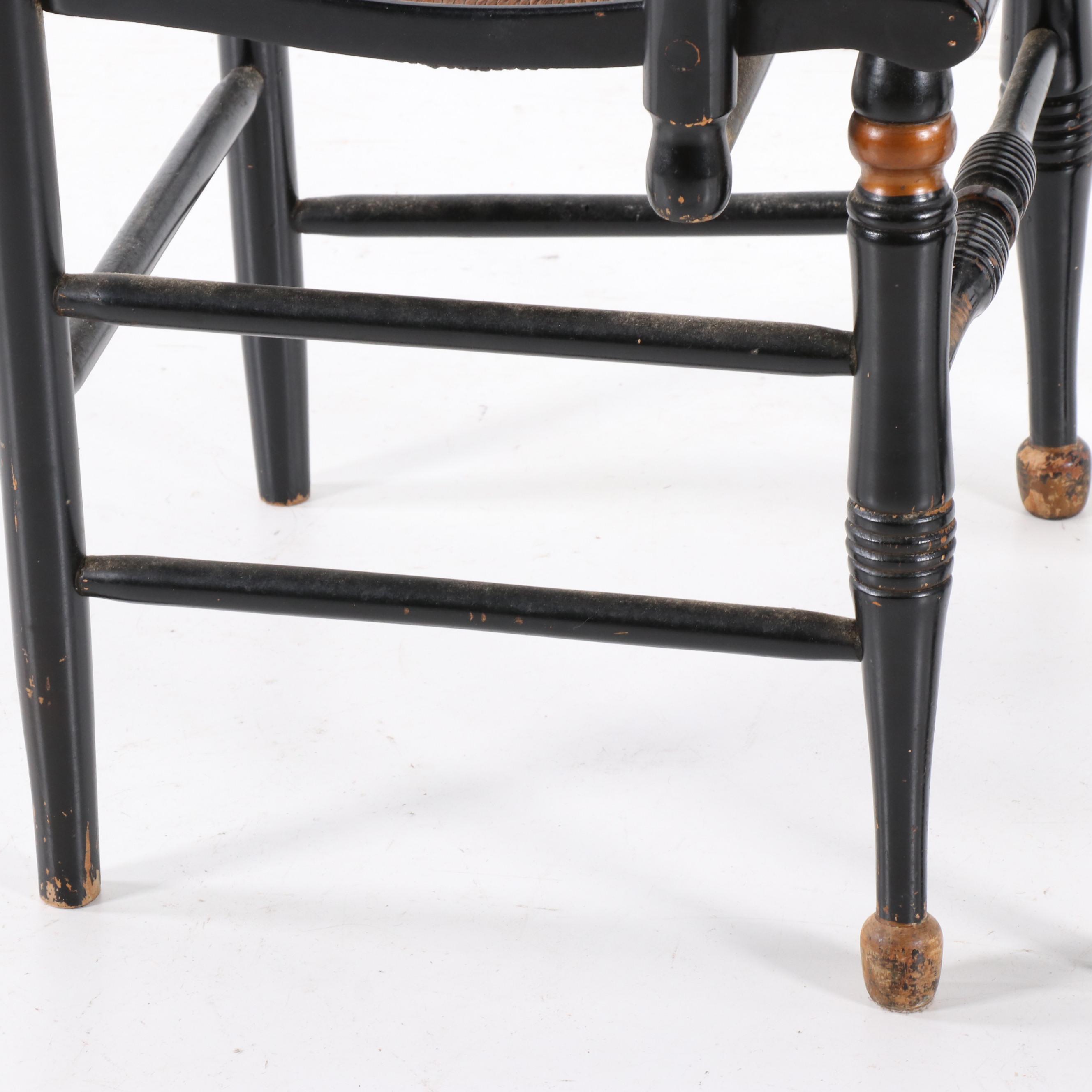 Paint Decorated Tavern Chairs with Rush Seats