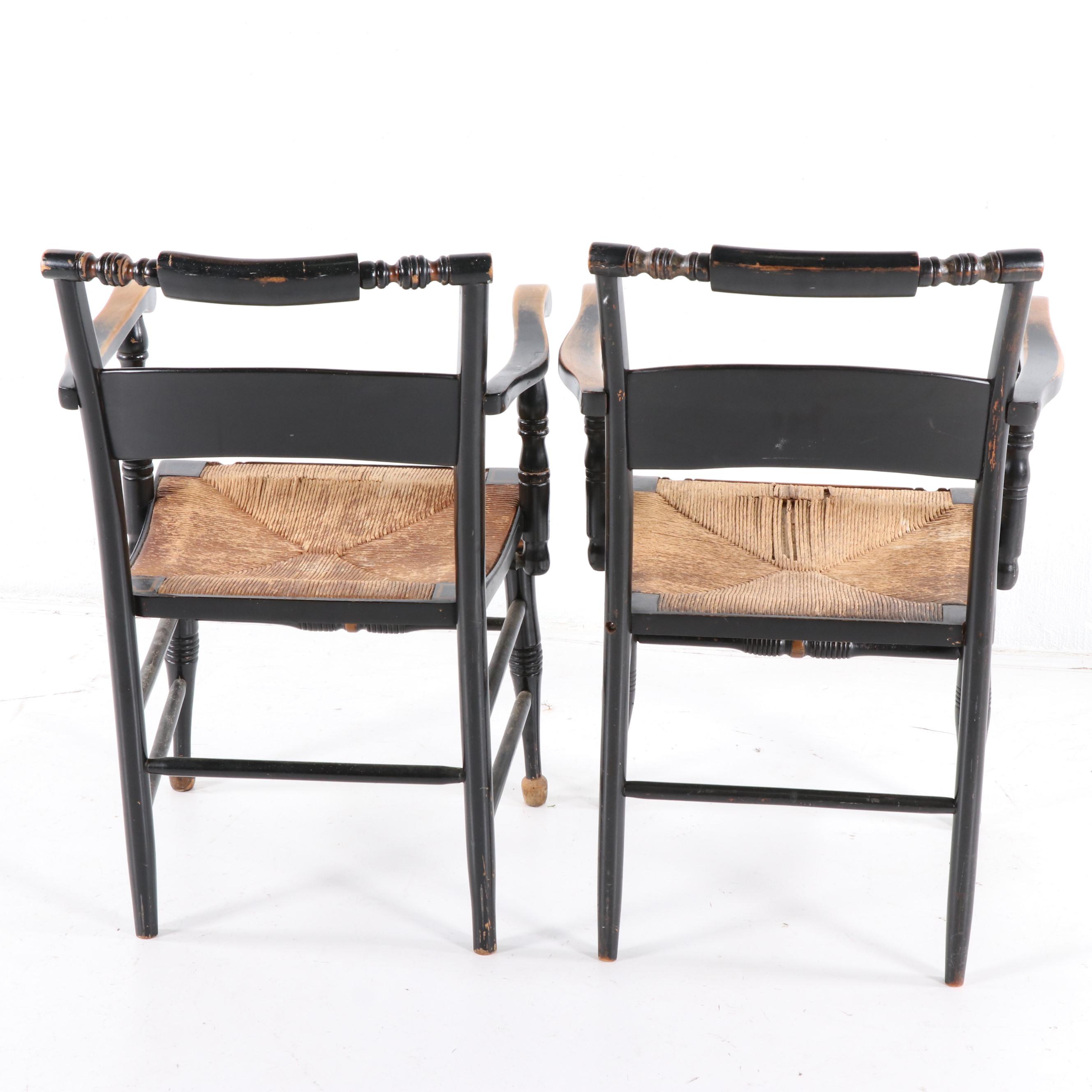 Paint Decorated Tavern Chairs with Rush Seats