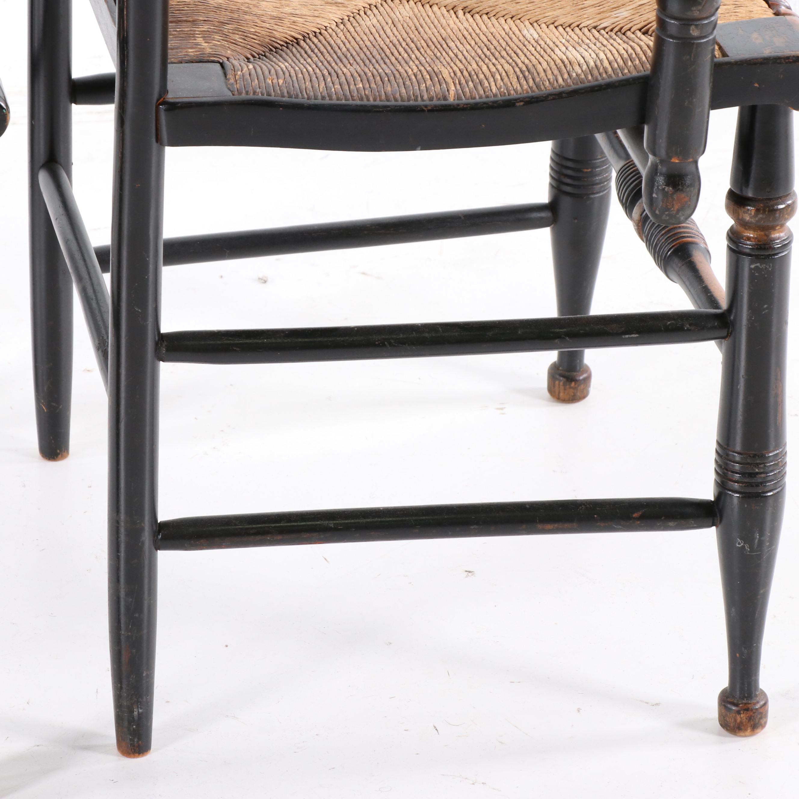 Paint Decorated Tavern Chairs with Rush Seats