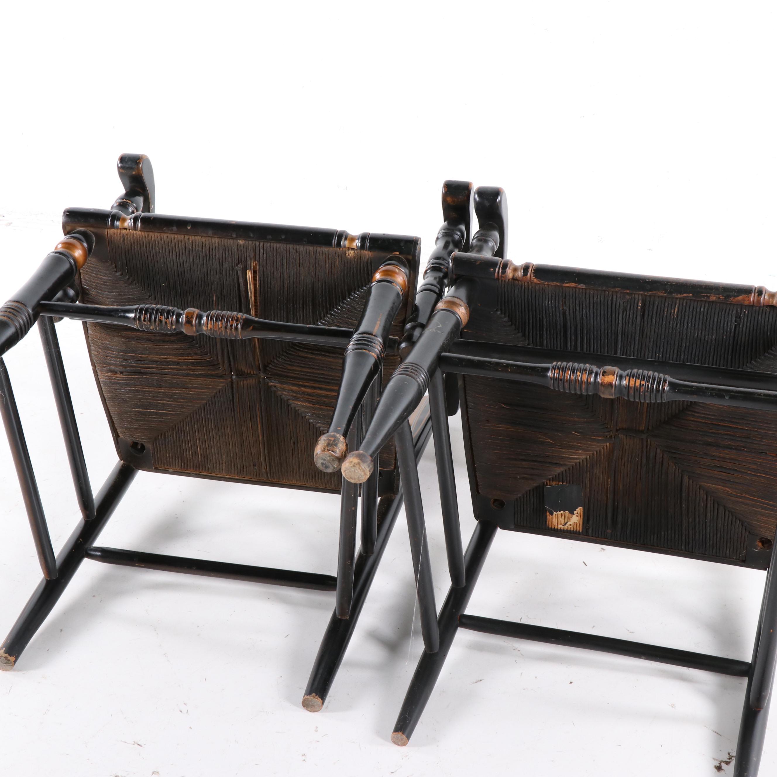 Paint Decorated Tavern Chairs with Rush Seats