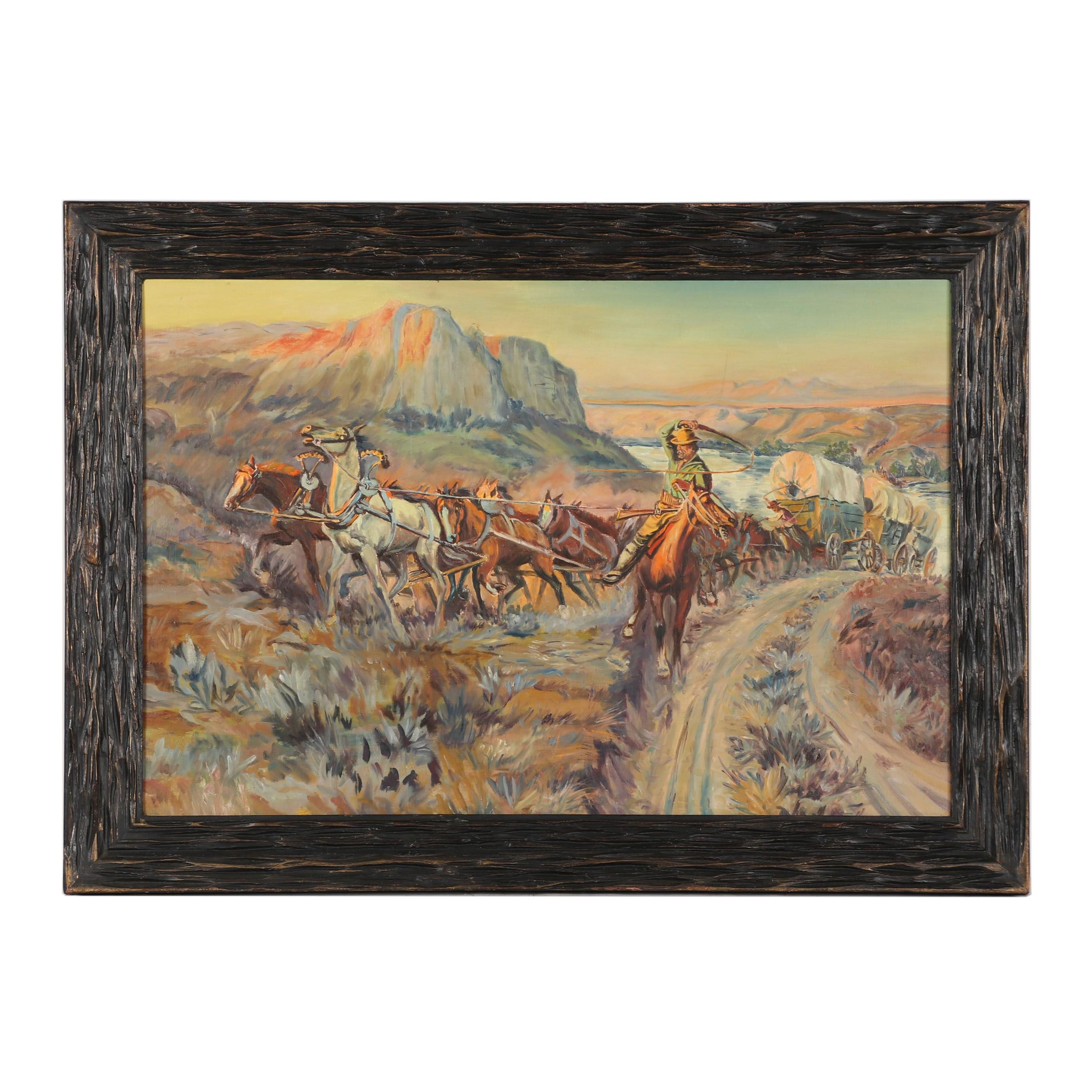 Wagon Train Oil Painting
