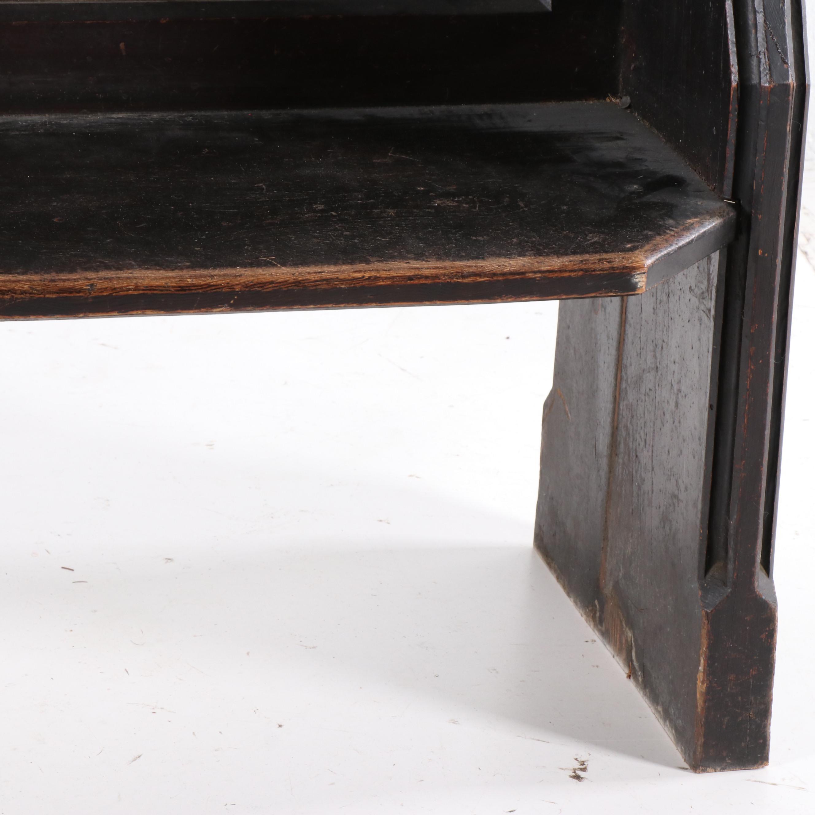 Gothic Revival Ebonized Pine Church Pew, 19th Century
