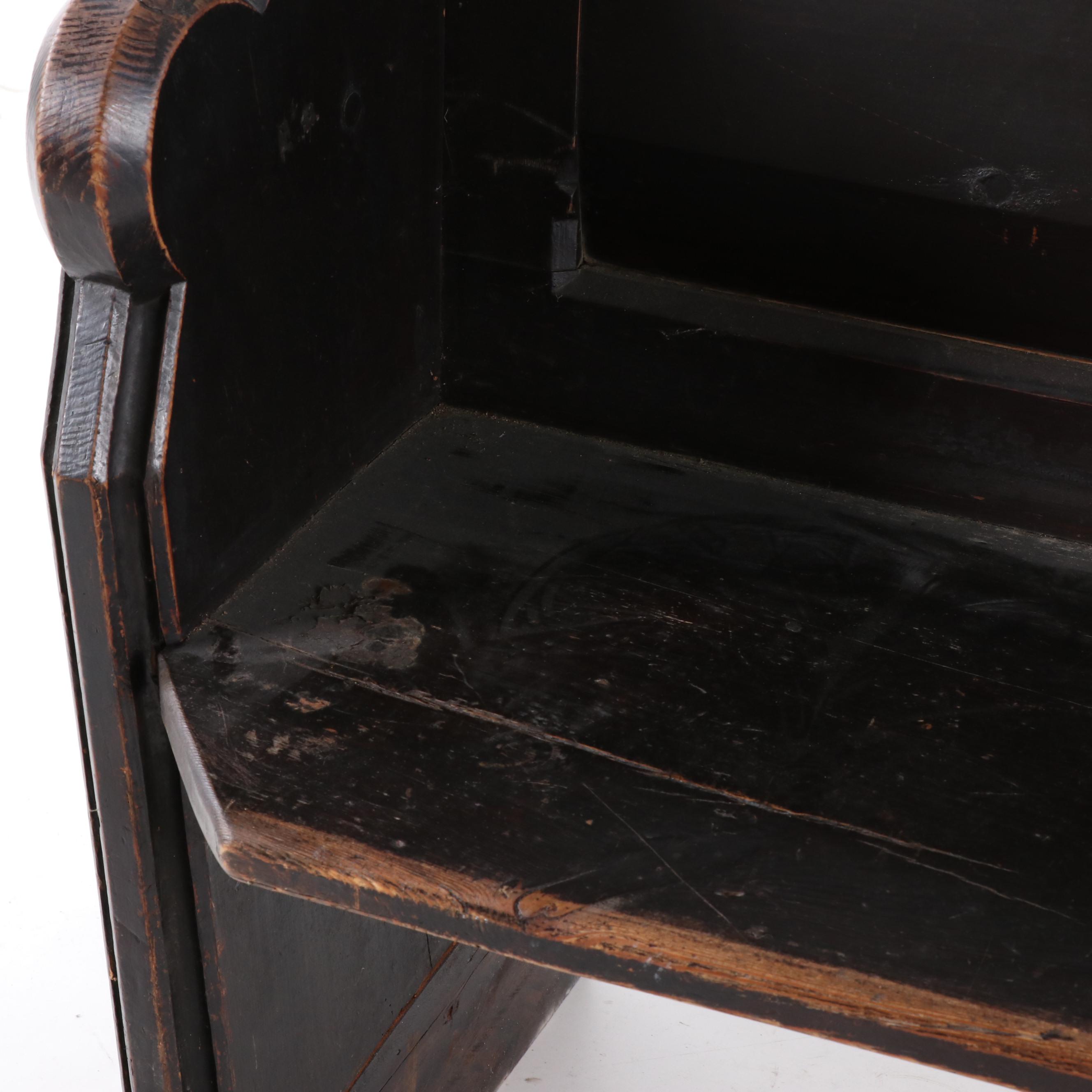 Gothic Revival Ebonized Pine Church Pew, 19th Century