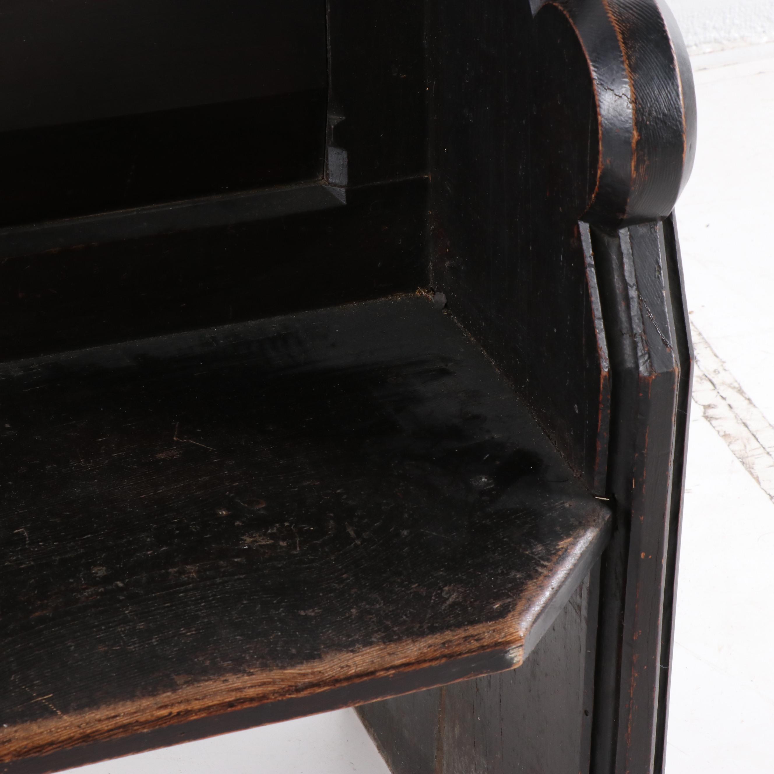 Gothic Revival Ebonized Pine Church Pew, 19th Century