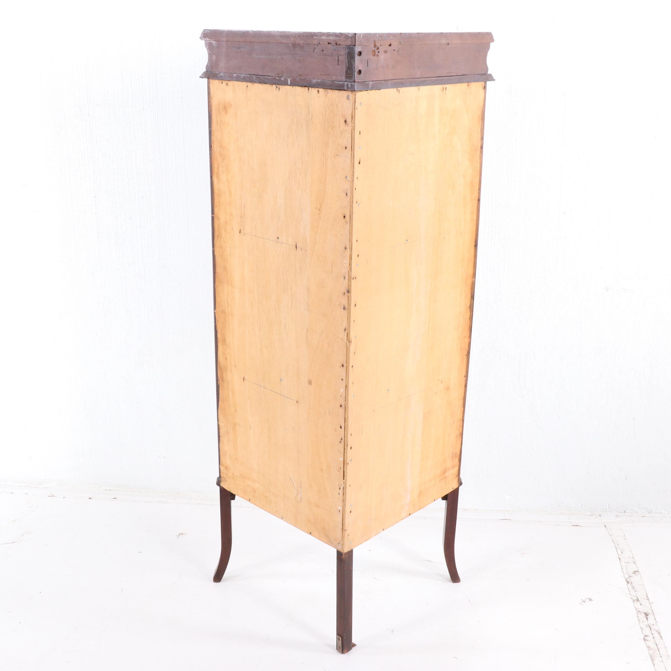 Regency Style Mahogany and Satinwood Corner Curio Cabinet, circa 1920s