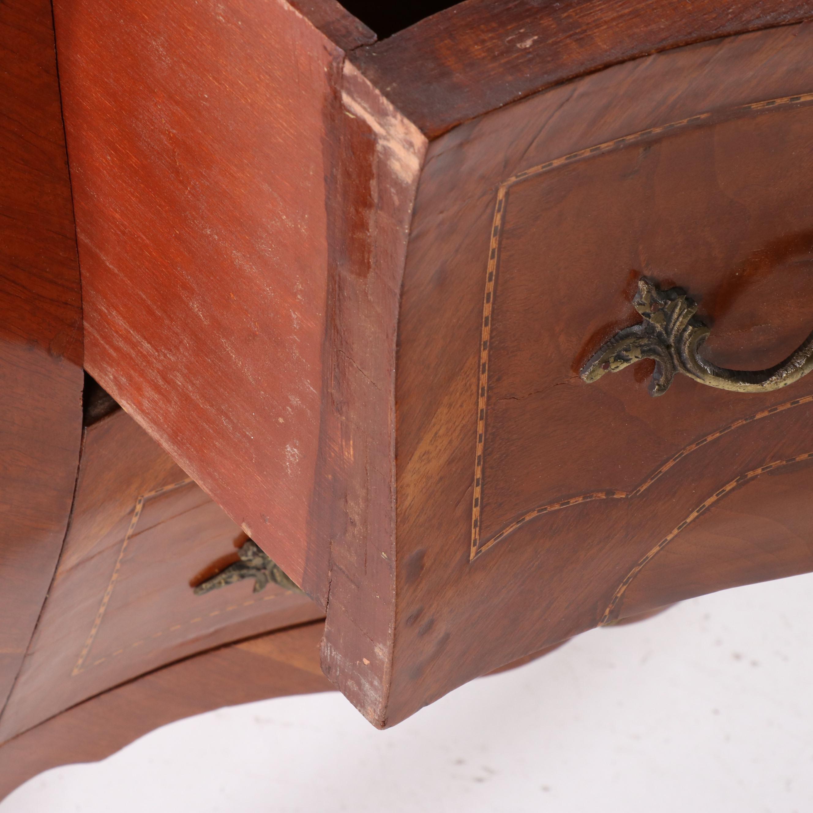 Louis XV Style Bombe Commode With Metal Mounts and Marble Top
