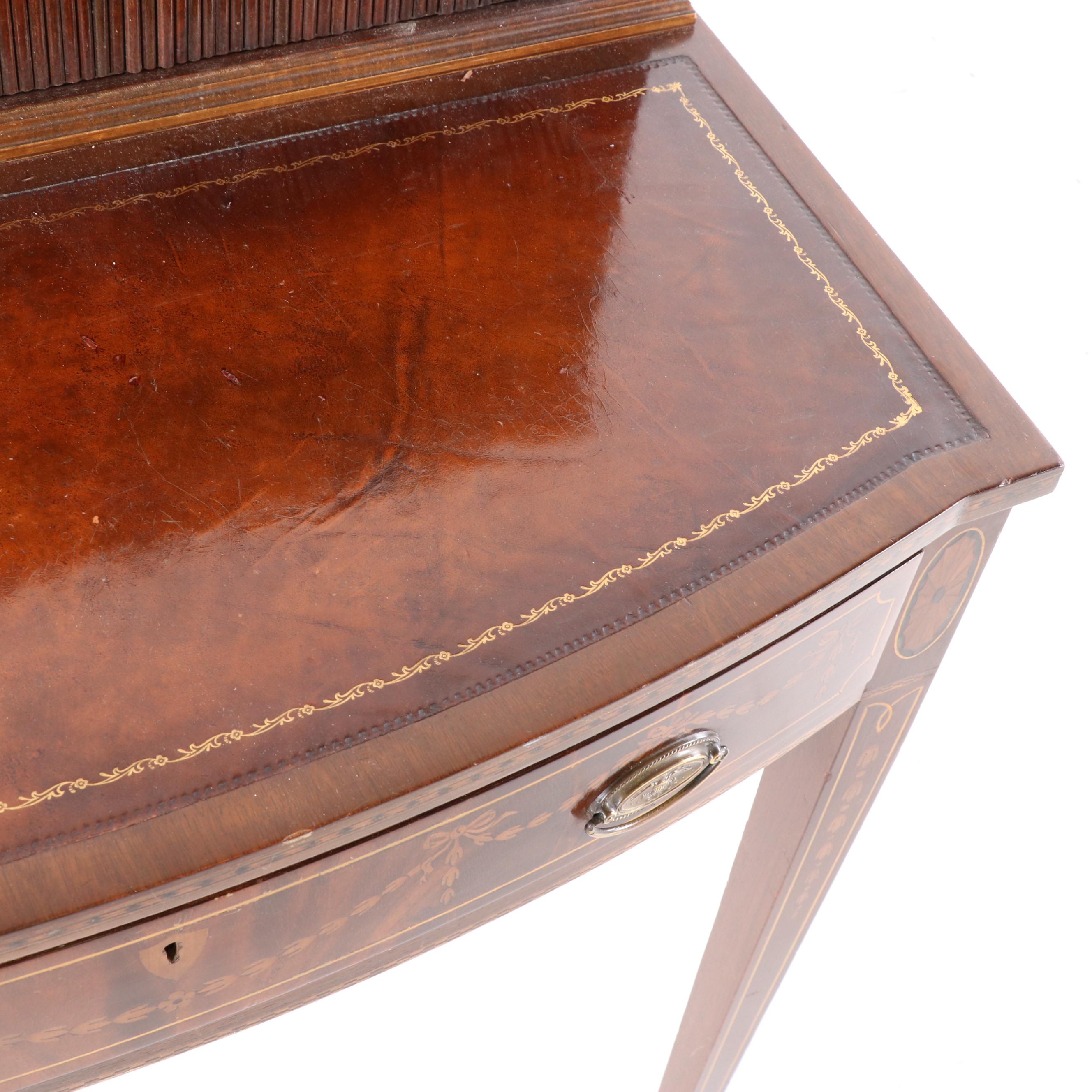 Regency Style Mahogany and Satinwood Ladies Desk with Tambour Doors, Vintage