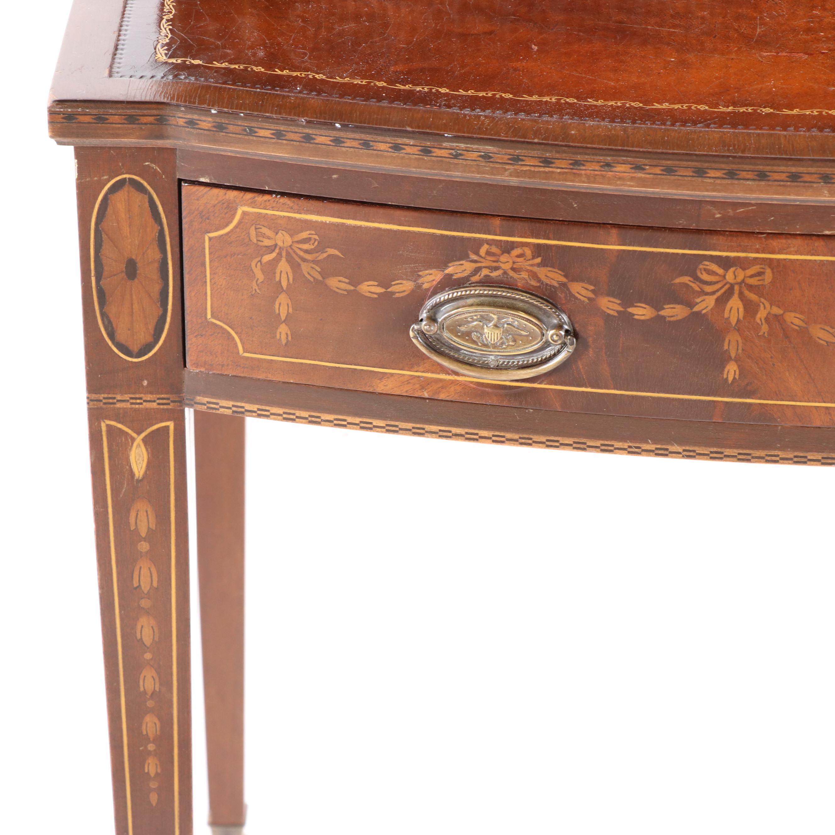 Regency Style Mahogany and Satinwood Ladies Desk with Tambour Doors, Vintage