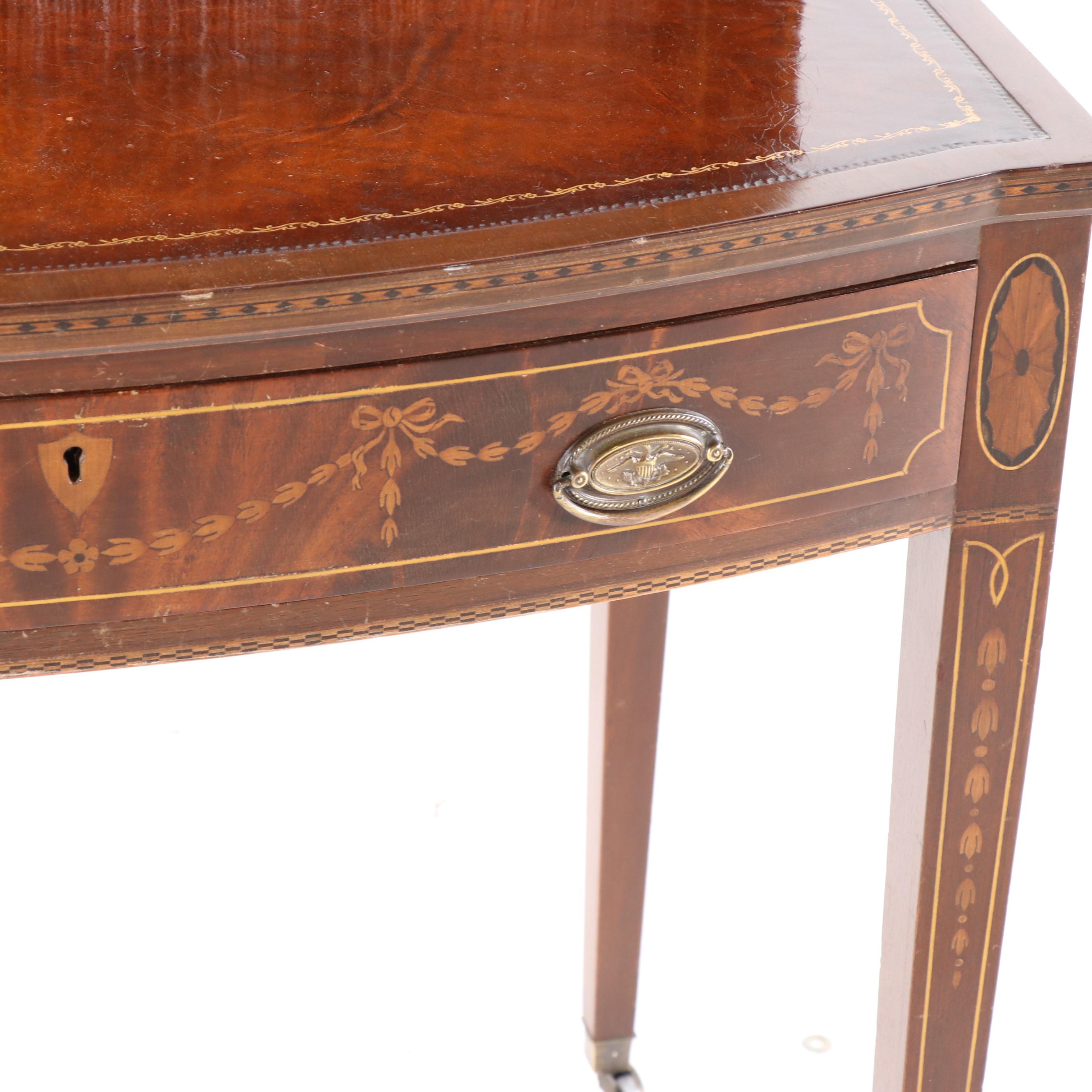Regency Style Mahogany and Satinwood Ladies Desk with Tambour Doors, Vintage