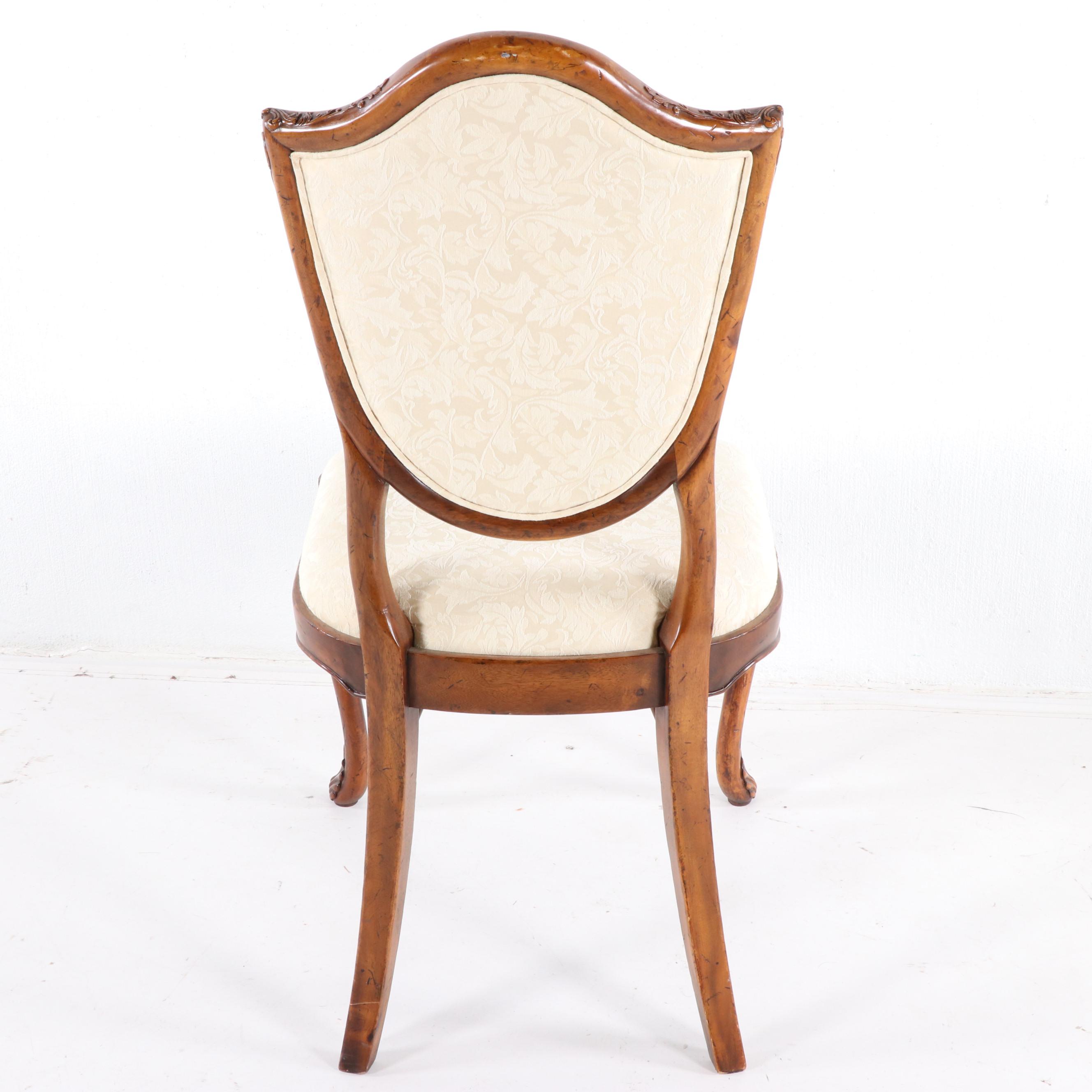 Eight Contemporary Shield Back Upholstered Dining Chairs