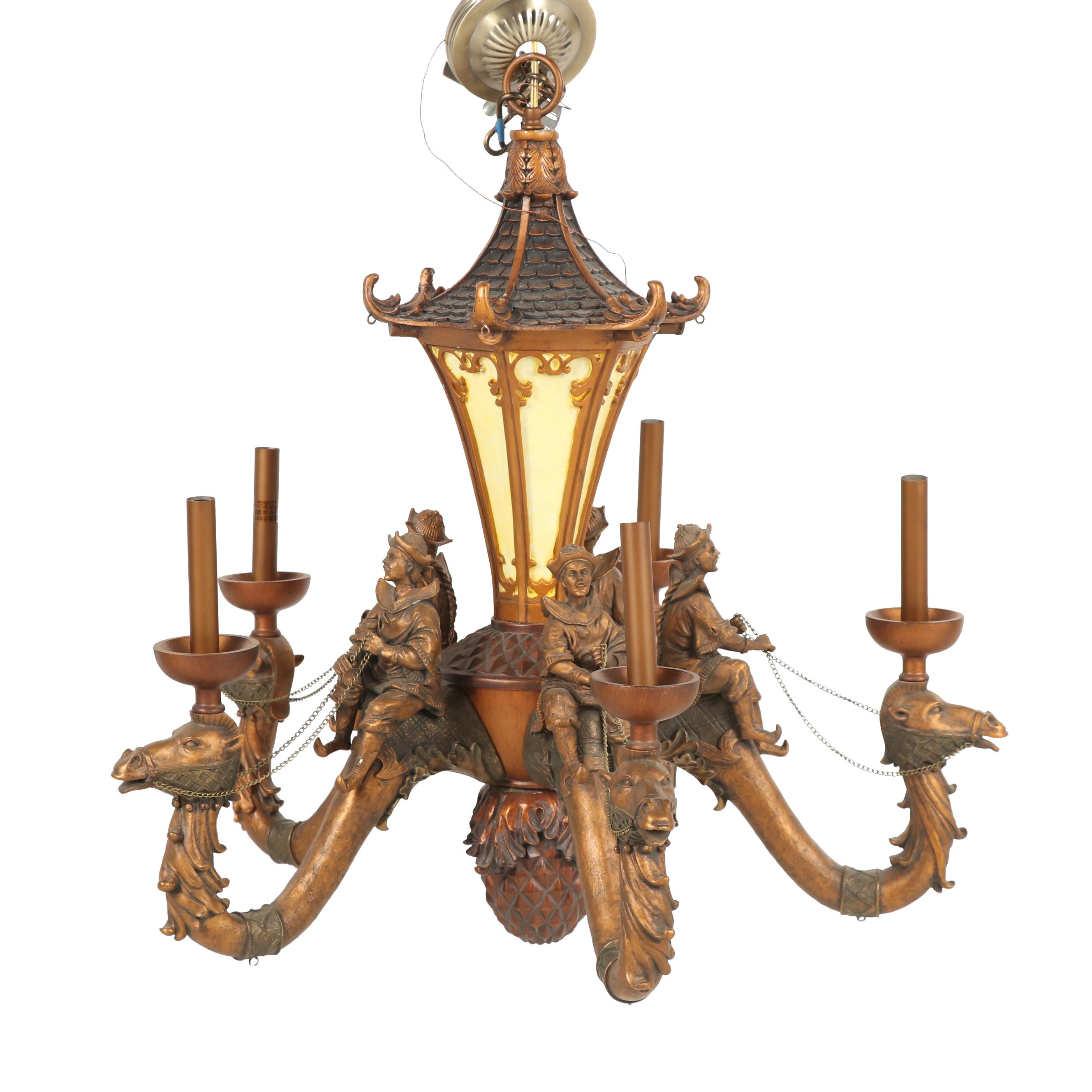 Chinoiserie Chandelier with Camels and Riders, Contemporary