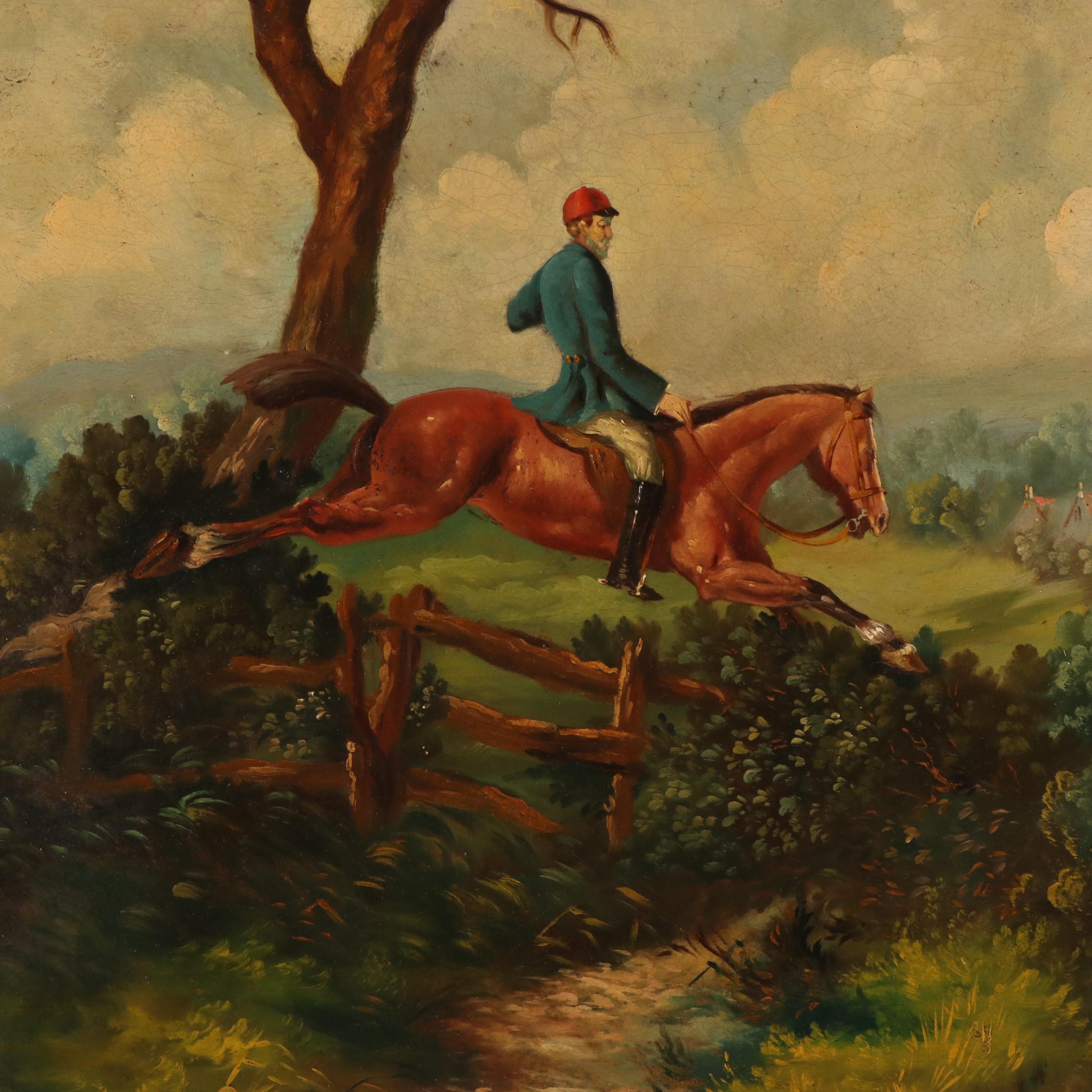 Hand-Painted English Hunt Scene Room Divider, Early - Mid 20th Century