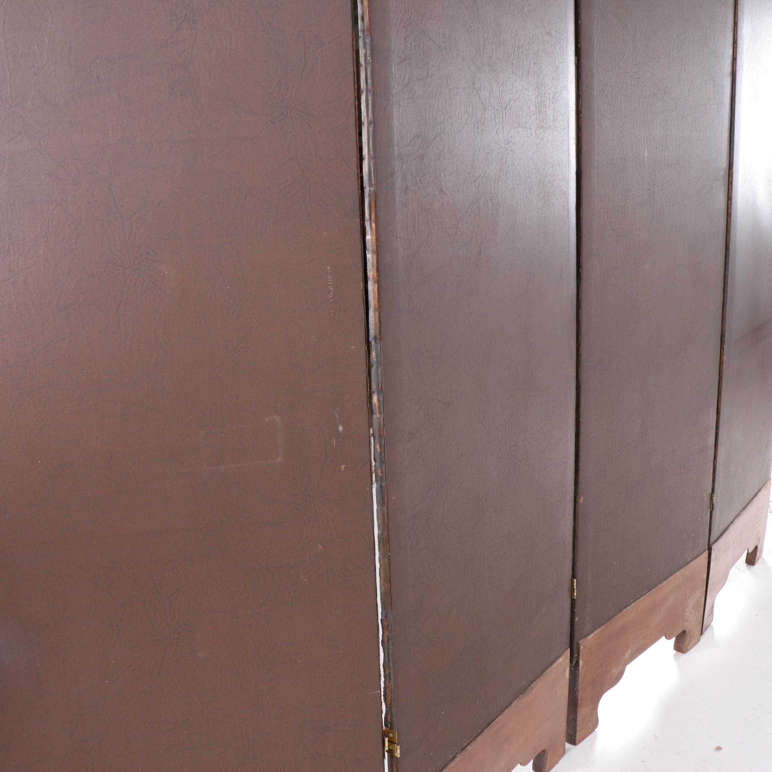 Hand-Painted English Hunt Scene Room Divider, Early - Mid 20th Century