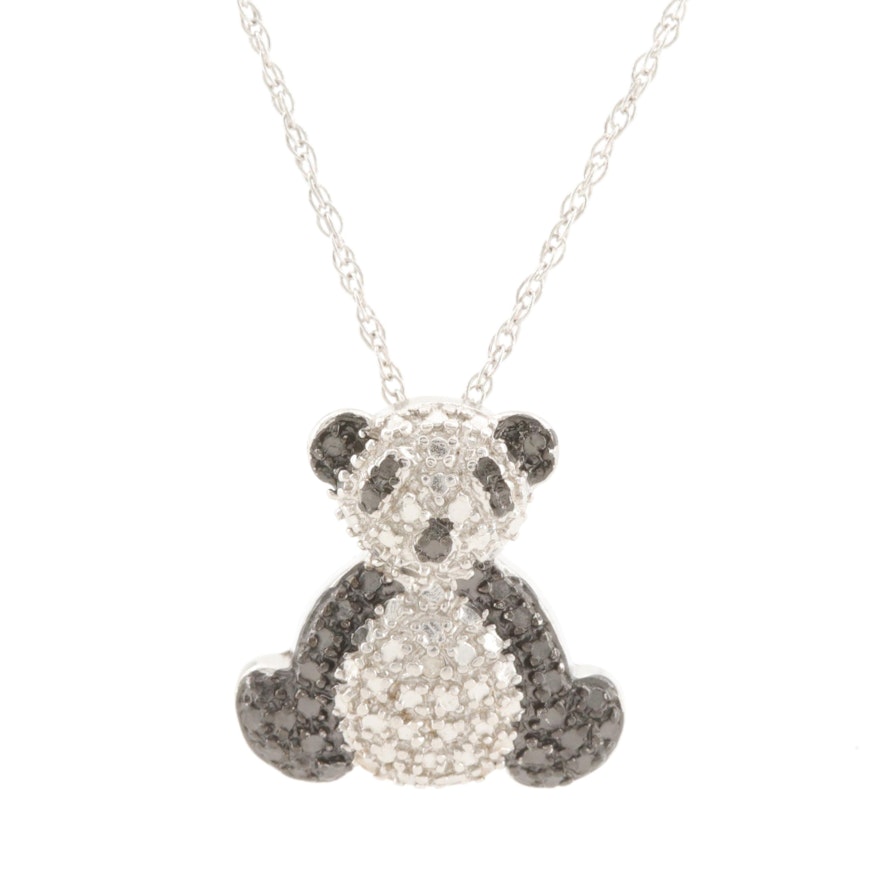 Sterling Silver Diamond Panda Necklace
