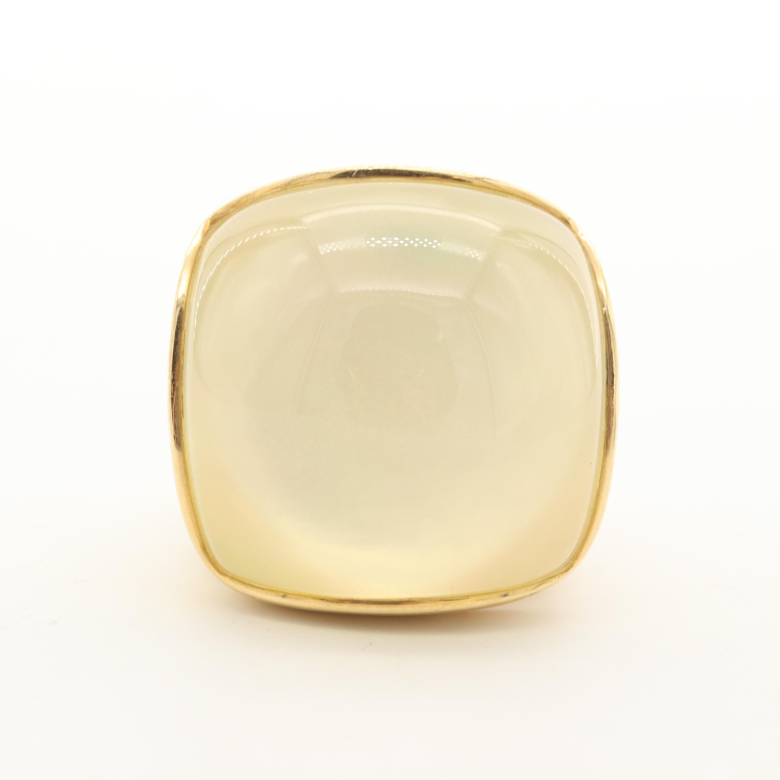 Evanueva 18K Yellow Gold Quartz and Mother of Pearl Doublet Dome Ring