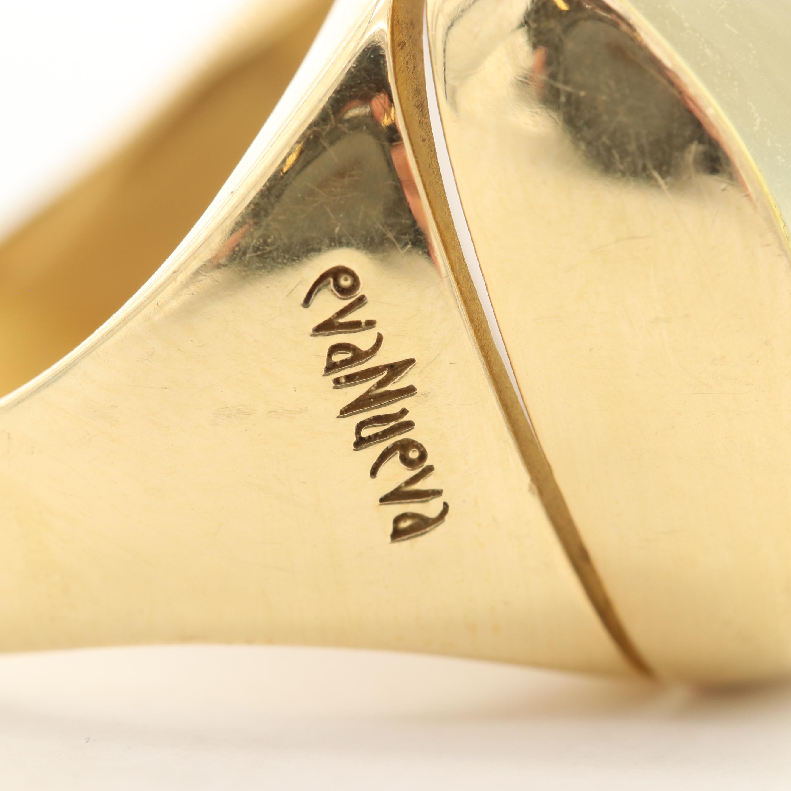 Evanueva 18K Yellow Gold Quartz and Mother of Pearl Doublet Dome Ring