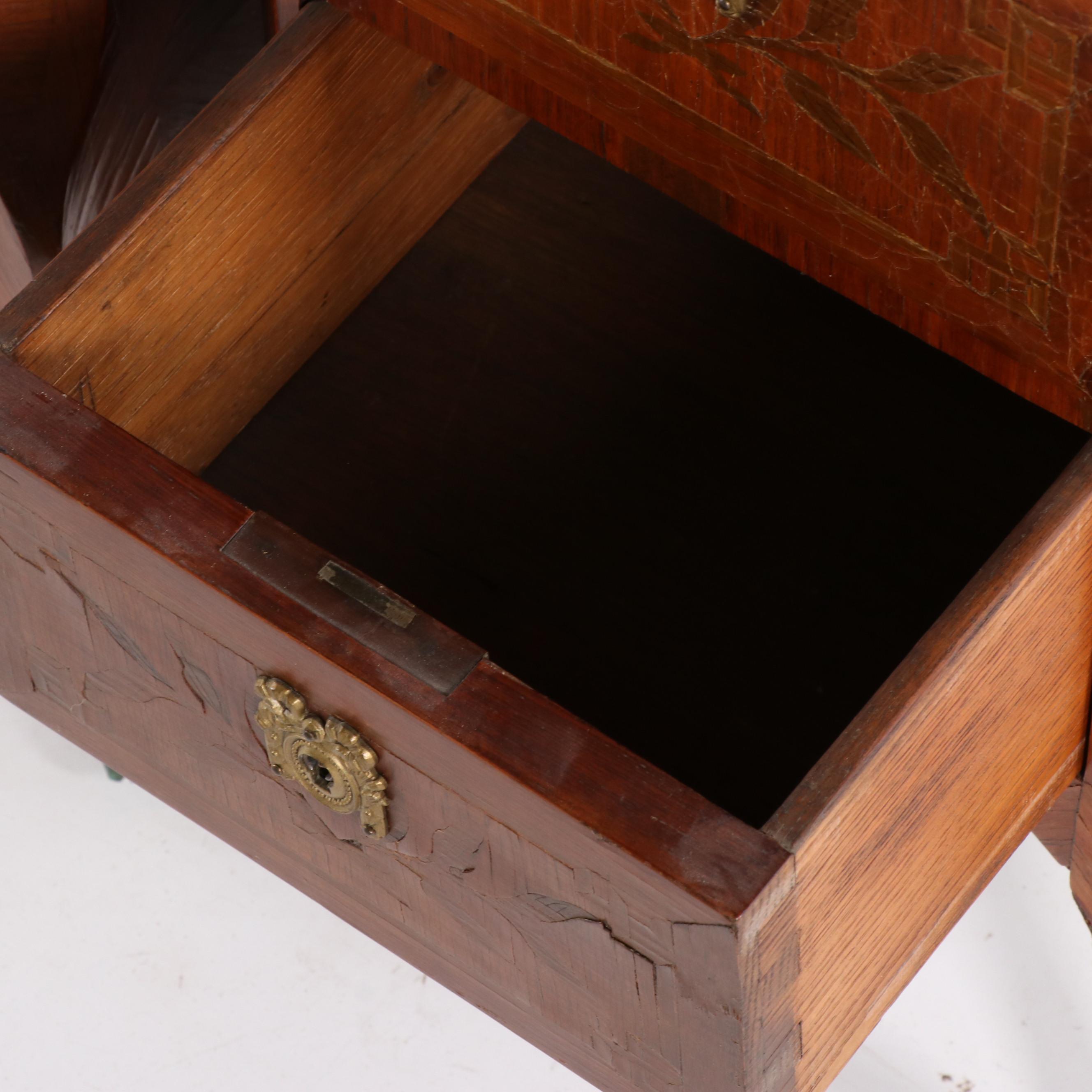 Italian Burled Walnut Veneer Dresser With Metal Mounts, Mid-20th Century