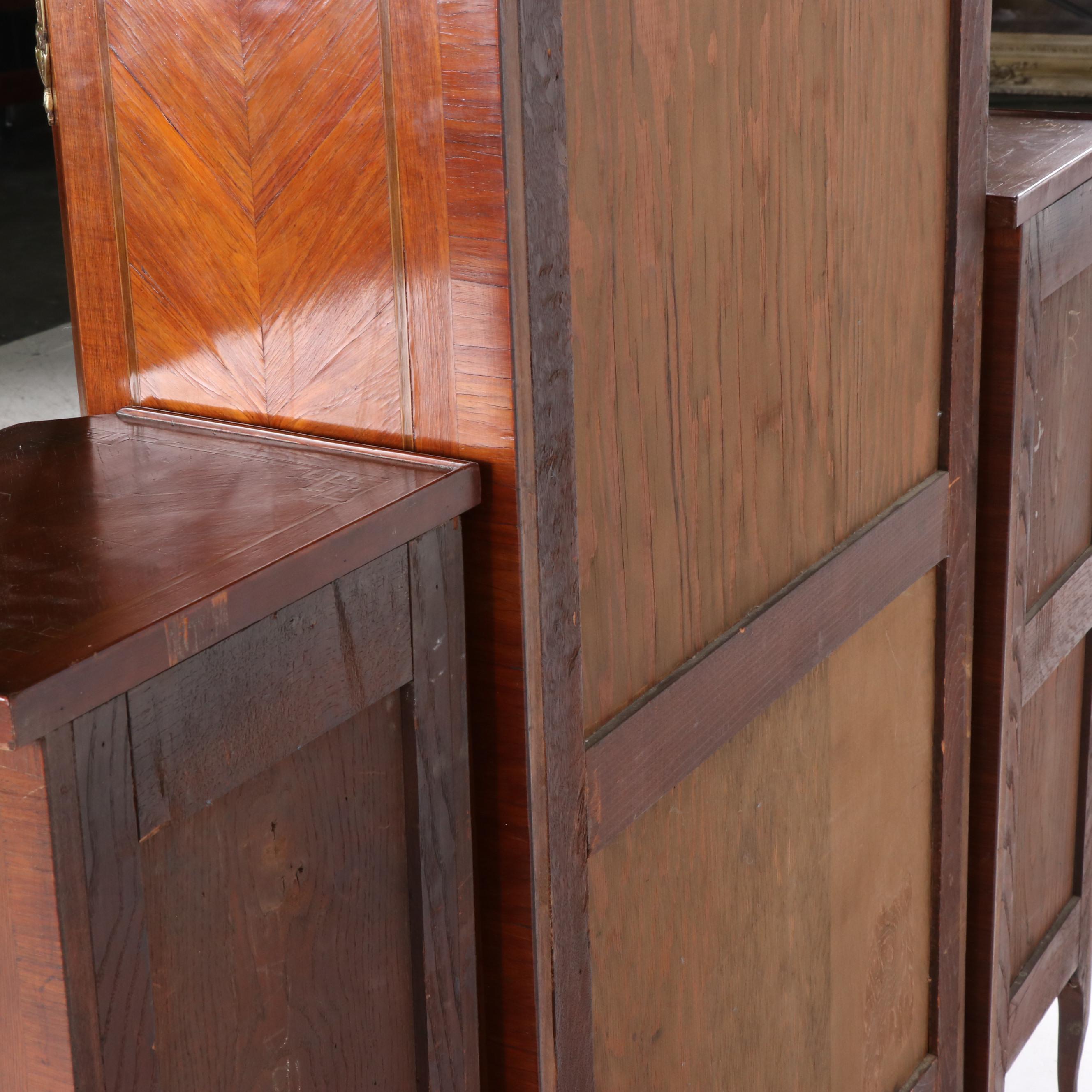 Italian Burled Walnut Veneer Dresser With Metal Mounts, Mid-20th Century