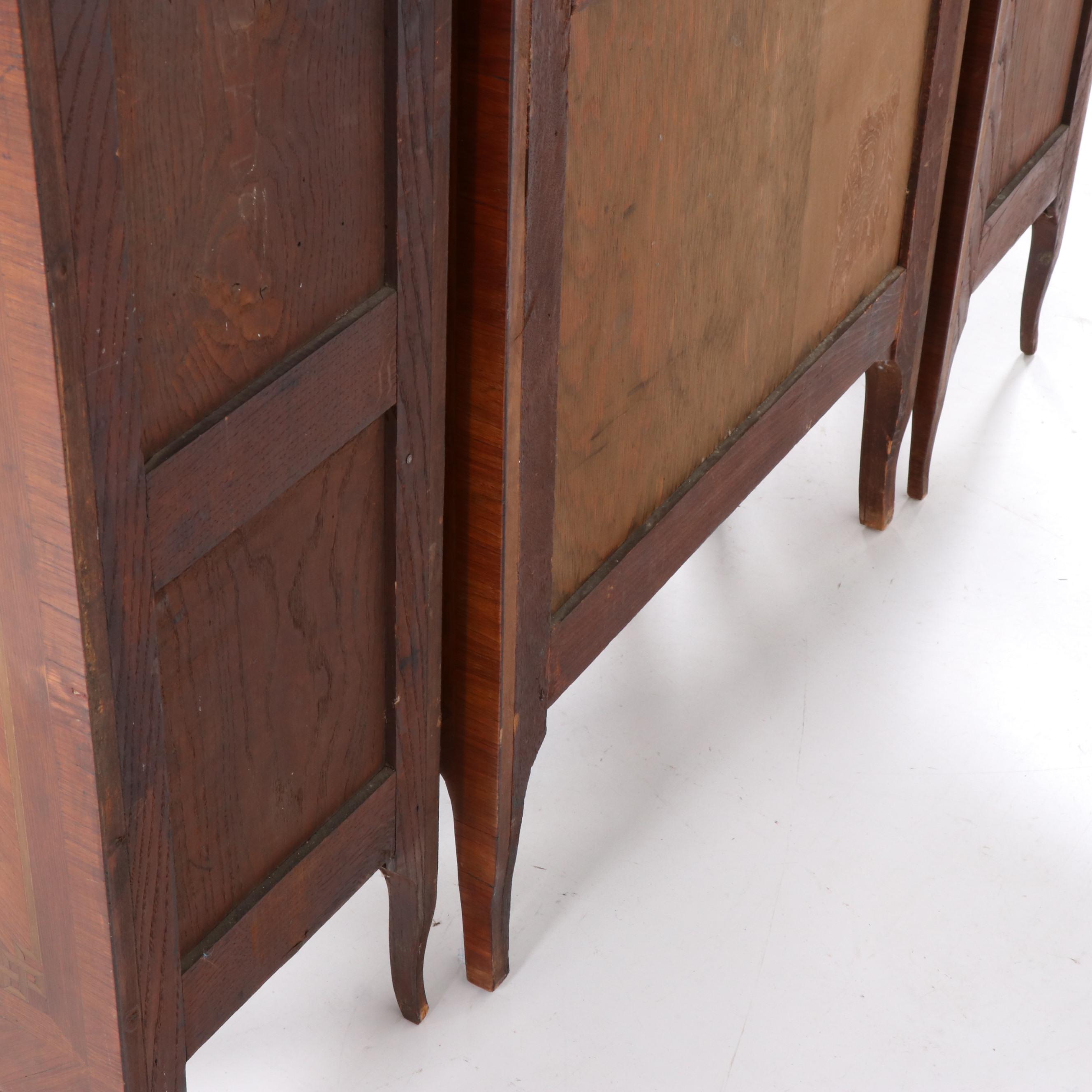 Italian Burled Walnut Veneer Dresser With Metal Mounts, Mid-20th Century