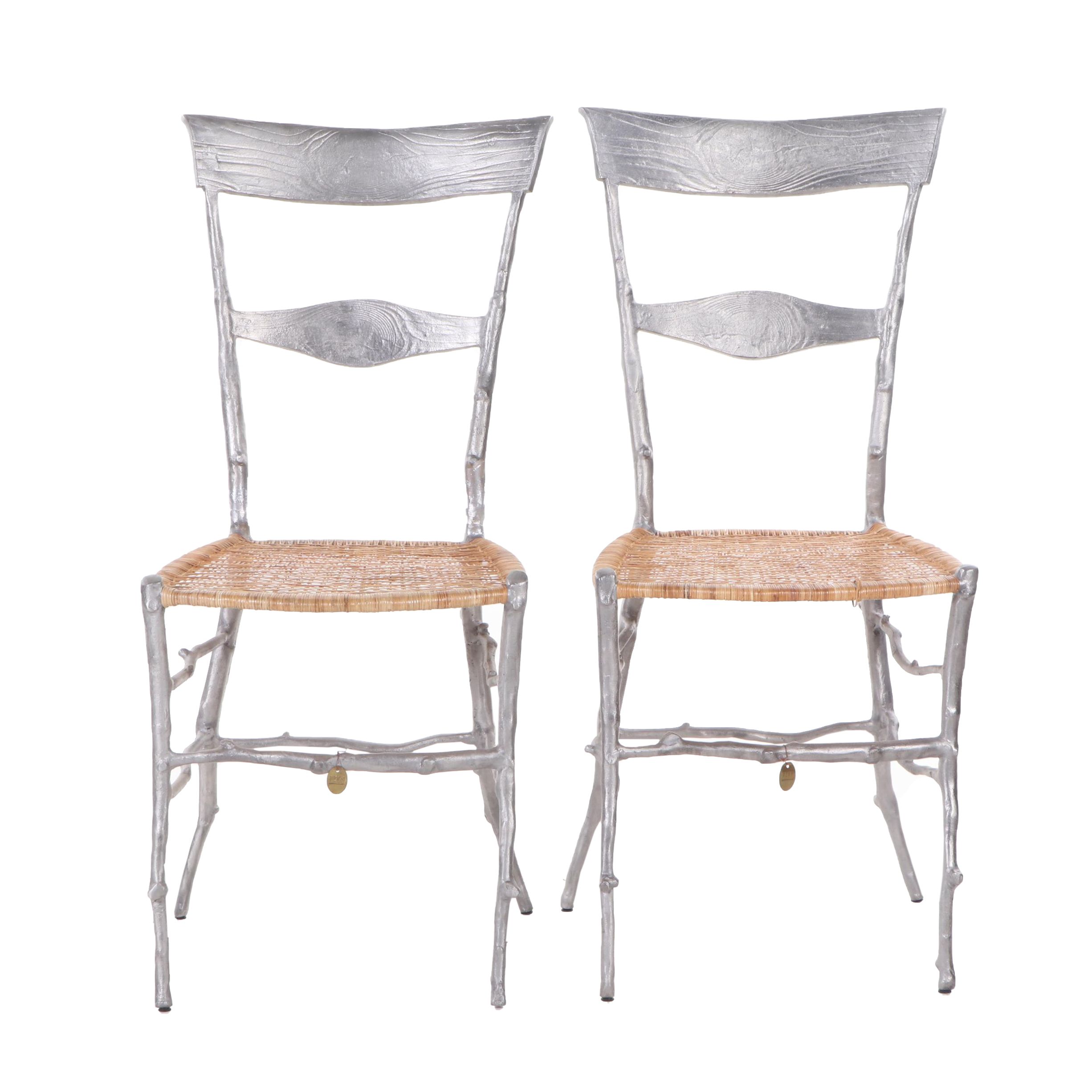 Michael Aram Enchanted Forest Polished Aluminum Side Chairs