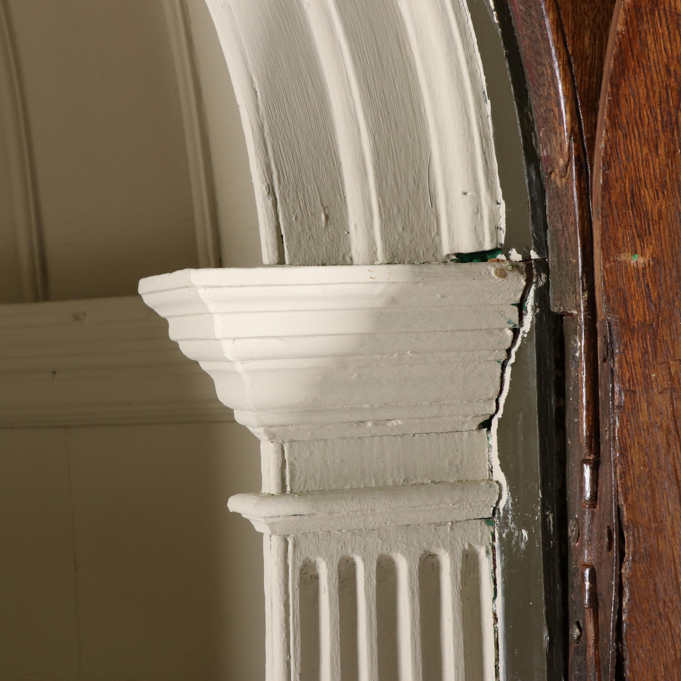George III Provincial Oak Corner Cupboard with Architectural Interior, 19th C.