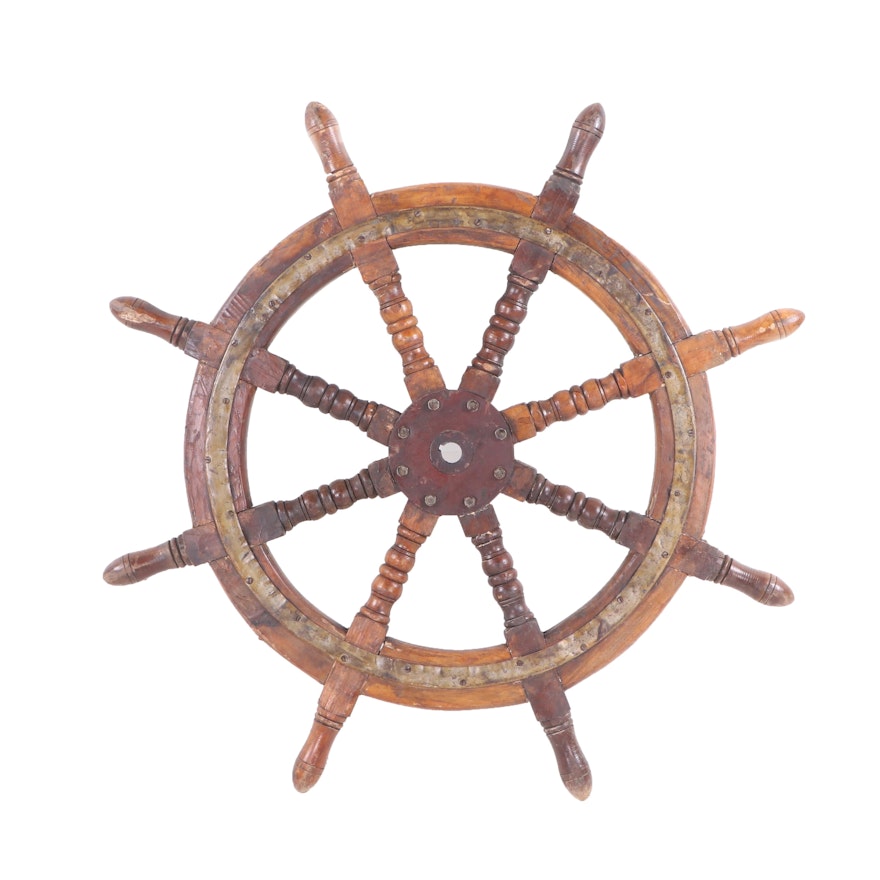 Decorative Reclaimed Wood Ship's Wheel