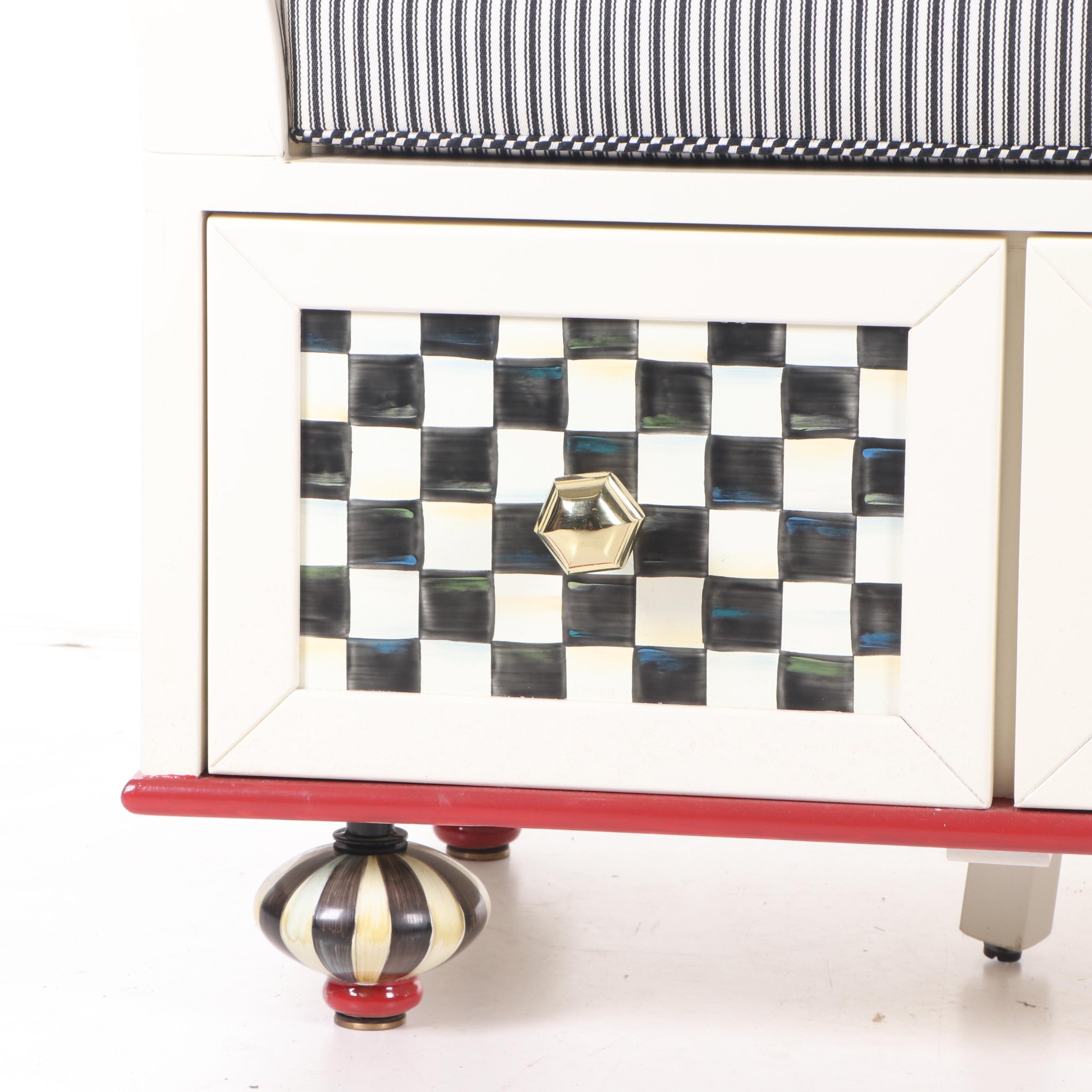 Mackenzie-Childs "Courtly Check" Boot Bench