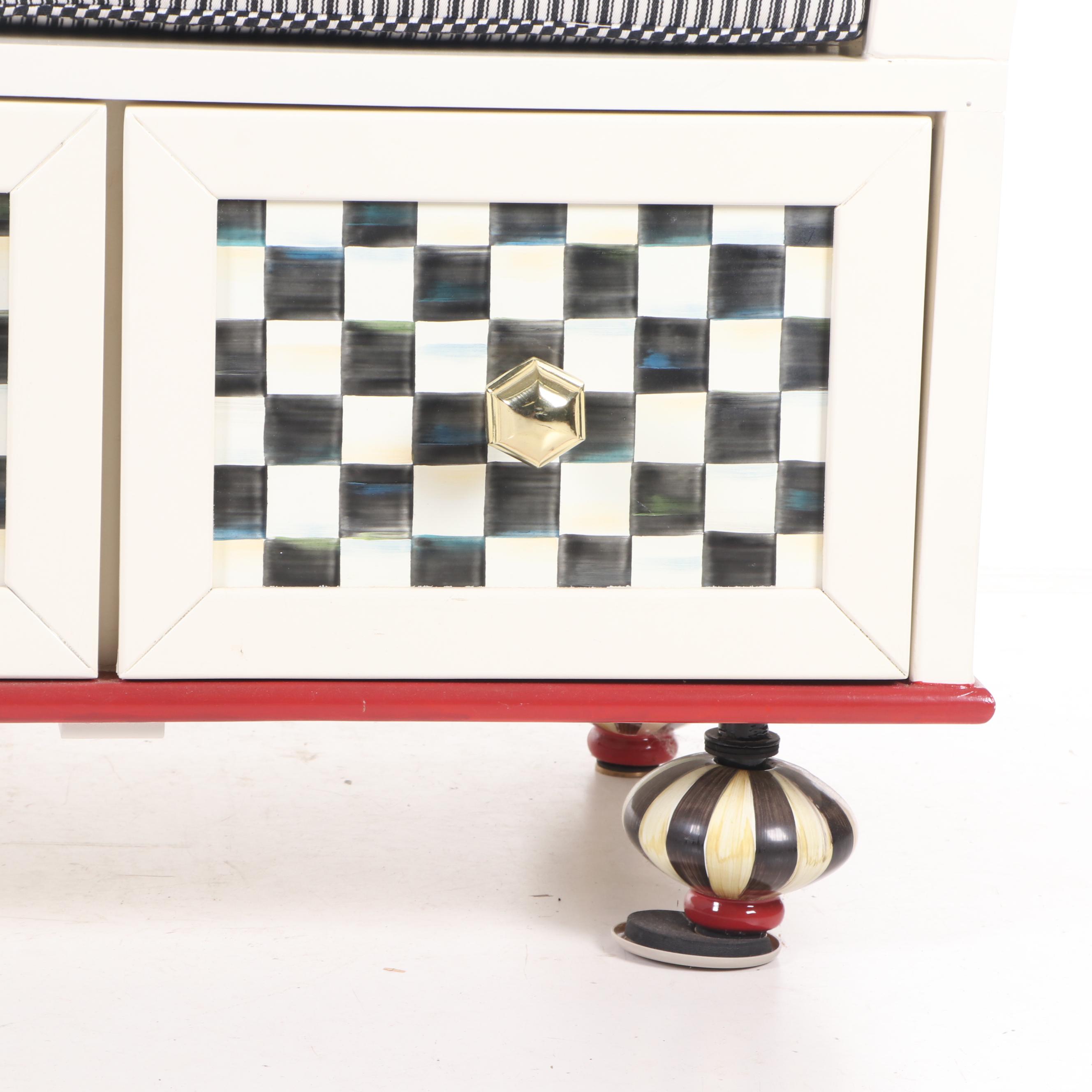 Mackenzie-Childs "Courtly Check" Boot Bench