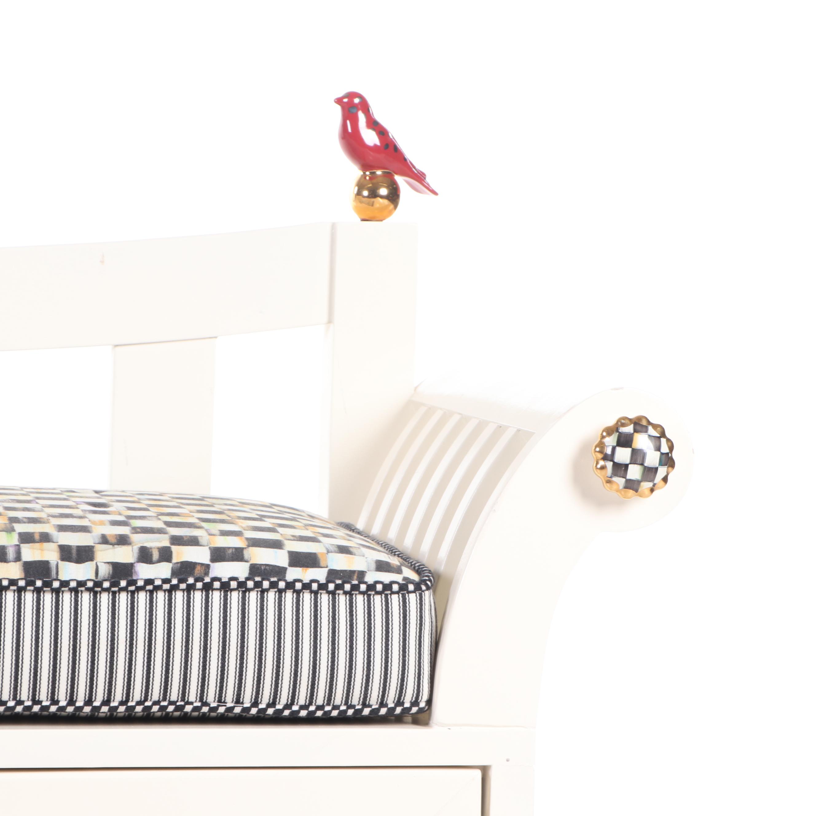 Mackenzie-Childs "Courtly Check" Boot Bench