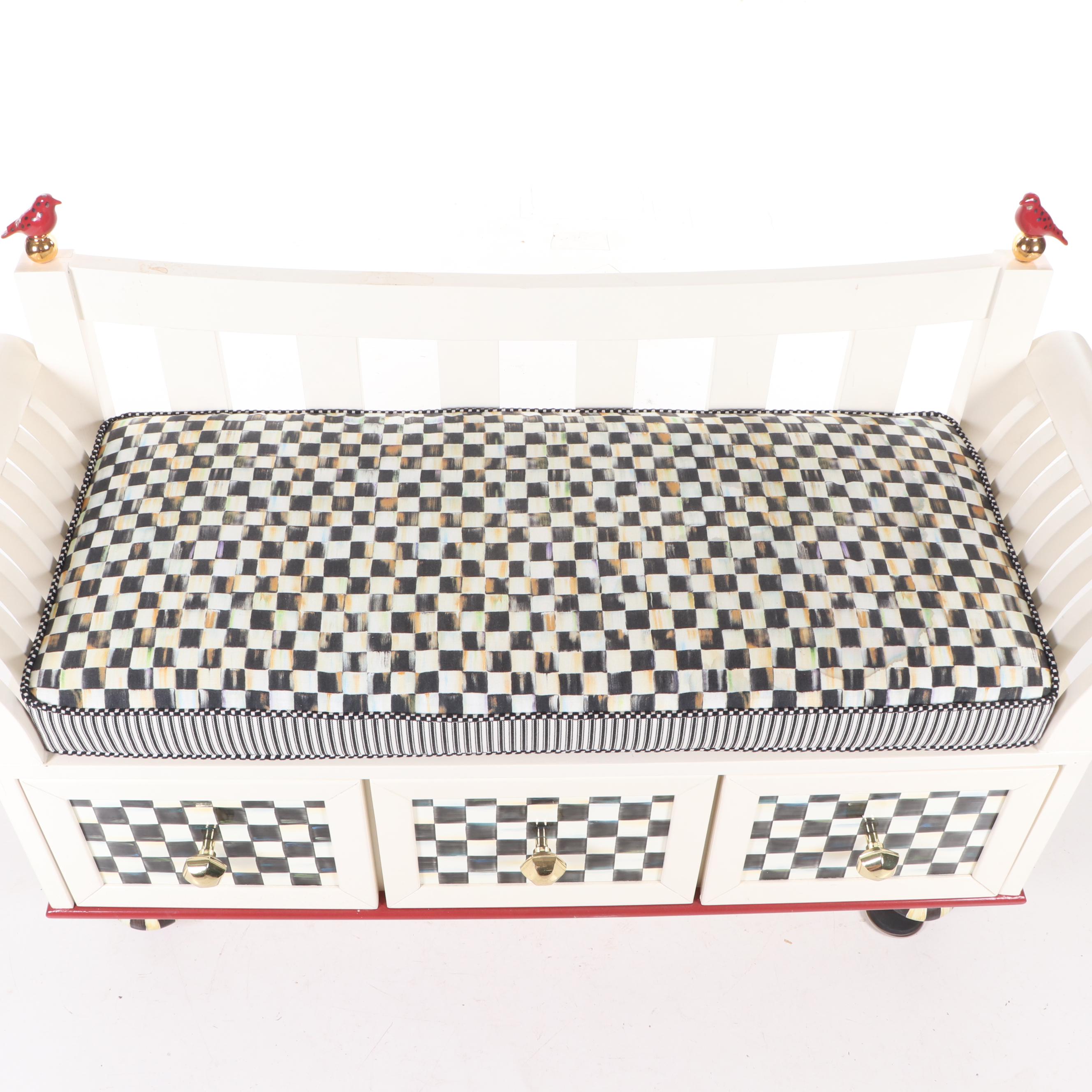 Mackenzie-Childs "Courtly Check" Boot Bench