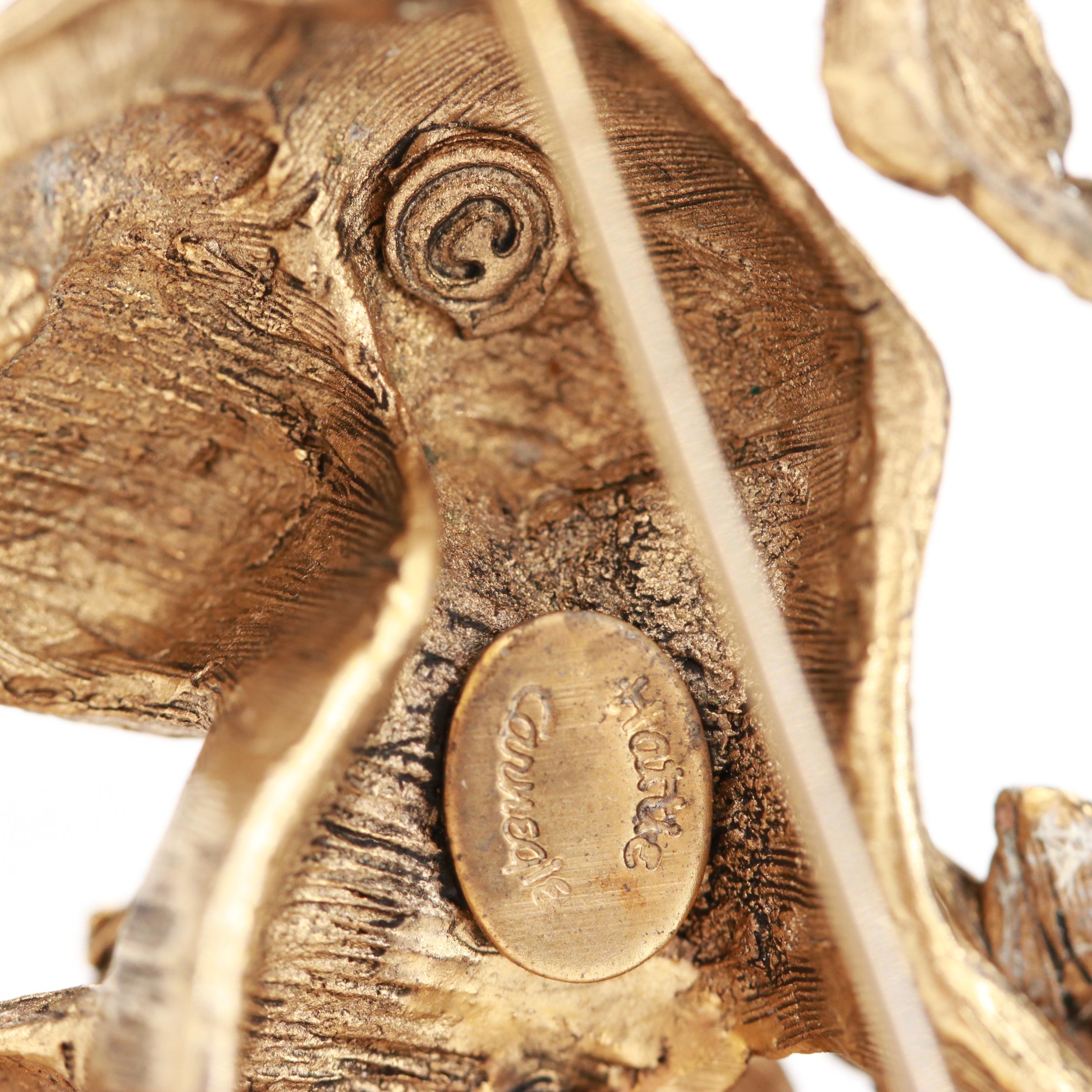 Circa 1960s Hattie Carnegie Gold Tone Roaring Lion Brooch