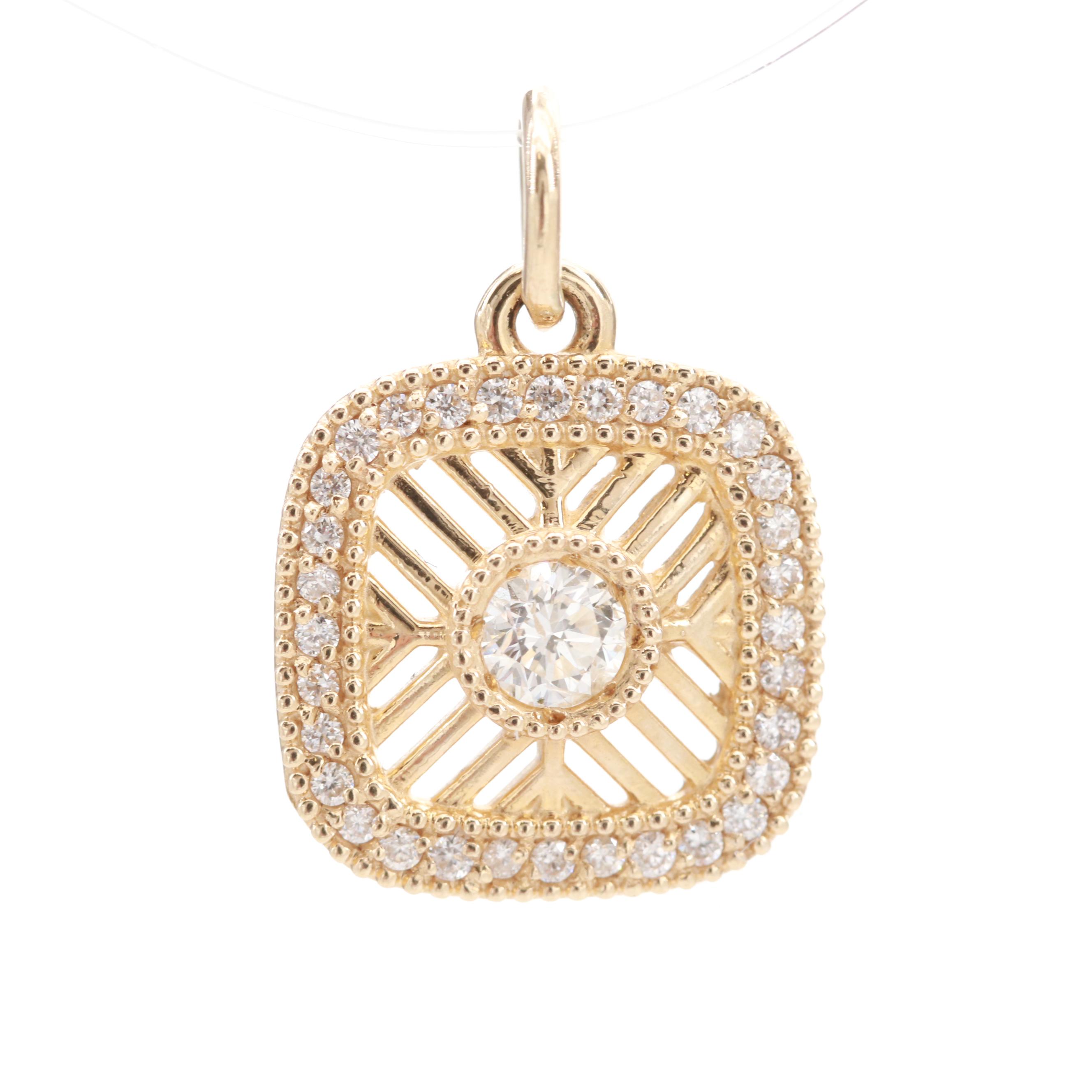 14K Yellow Gold Diamond Pendant