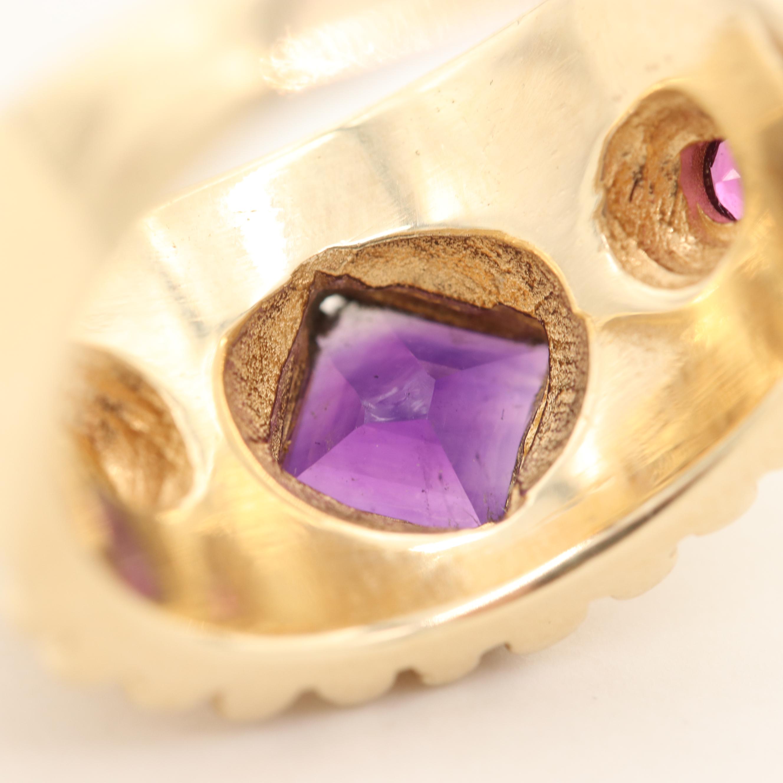14K Yellow Gold Amethyst and Citrine Ring