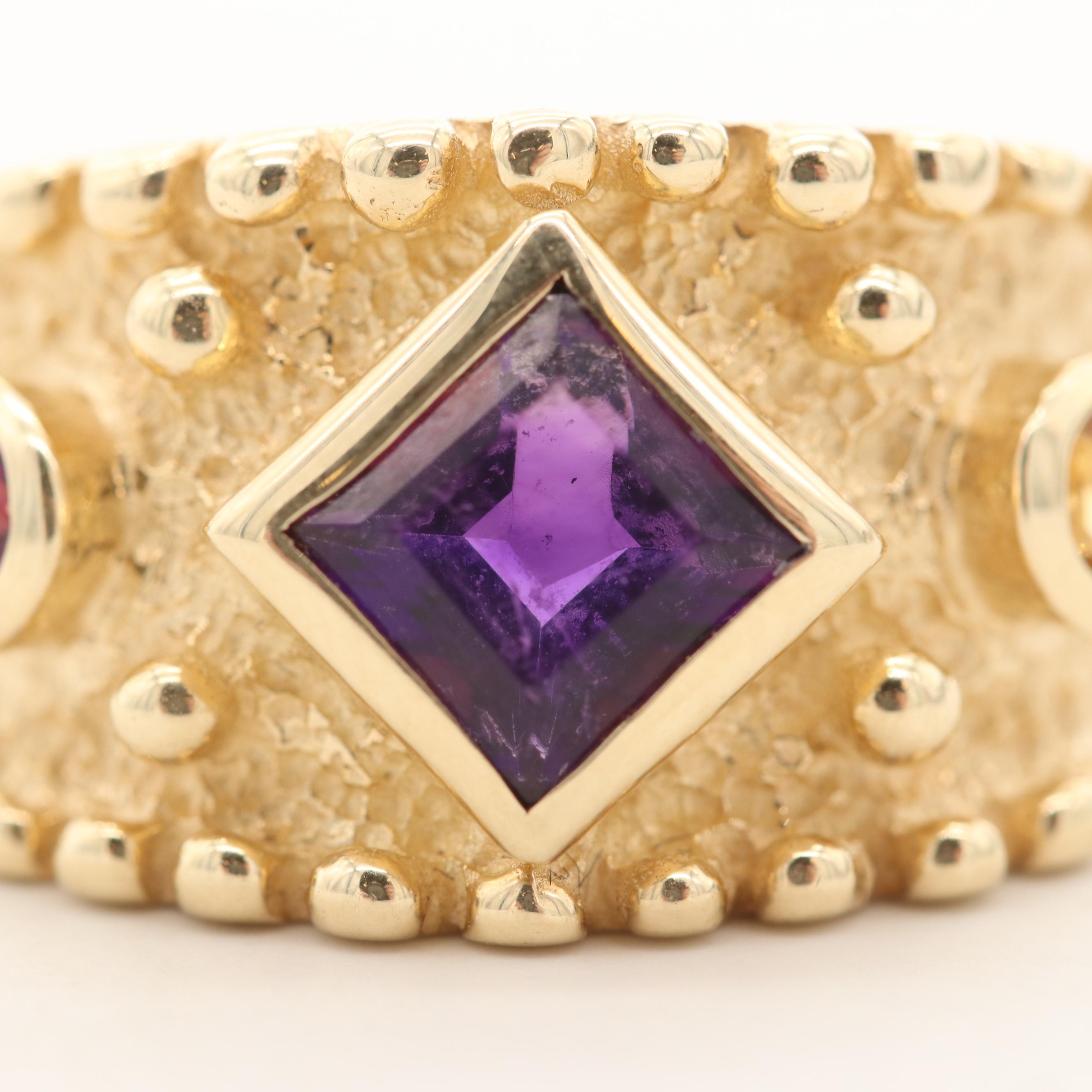 14K Yellow Gold Amethyst and Citrine Ring