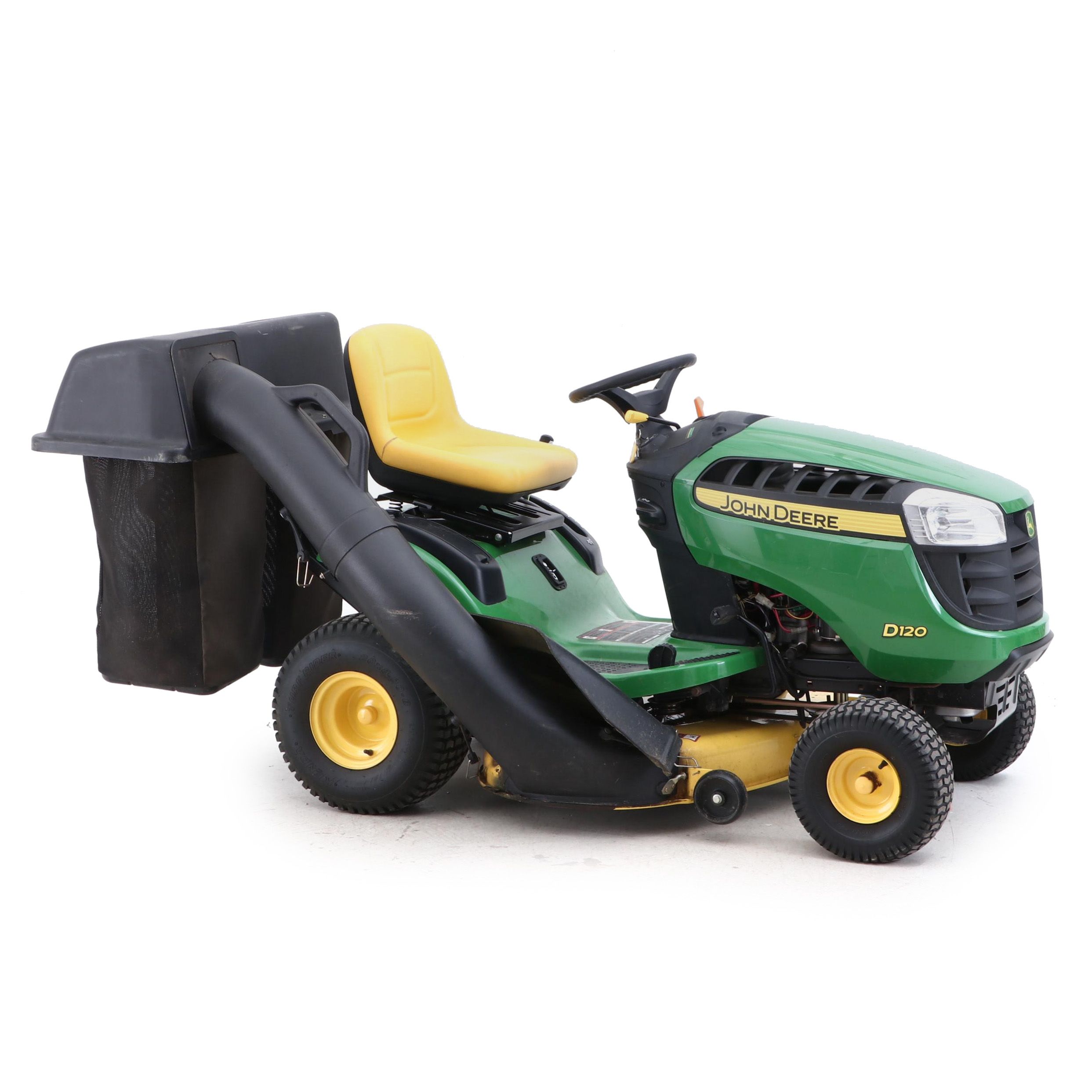 John Deere D120 Riding Lawn Mower and Bag Attachment