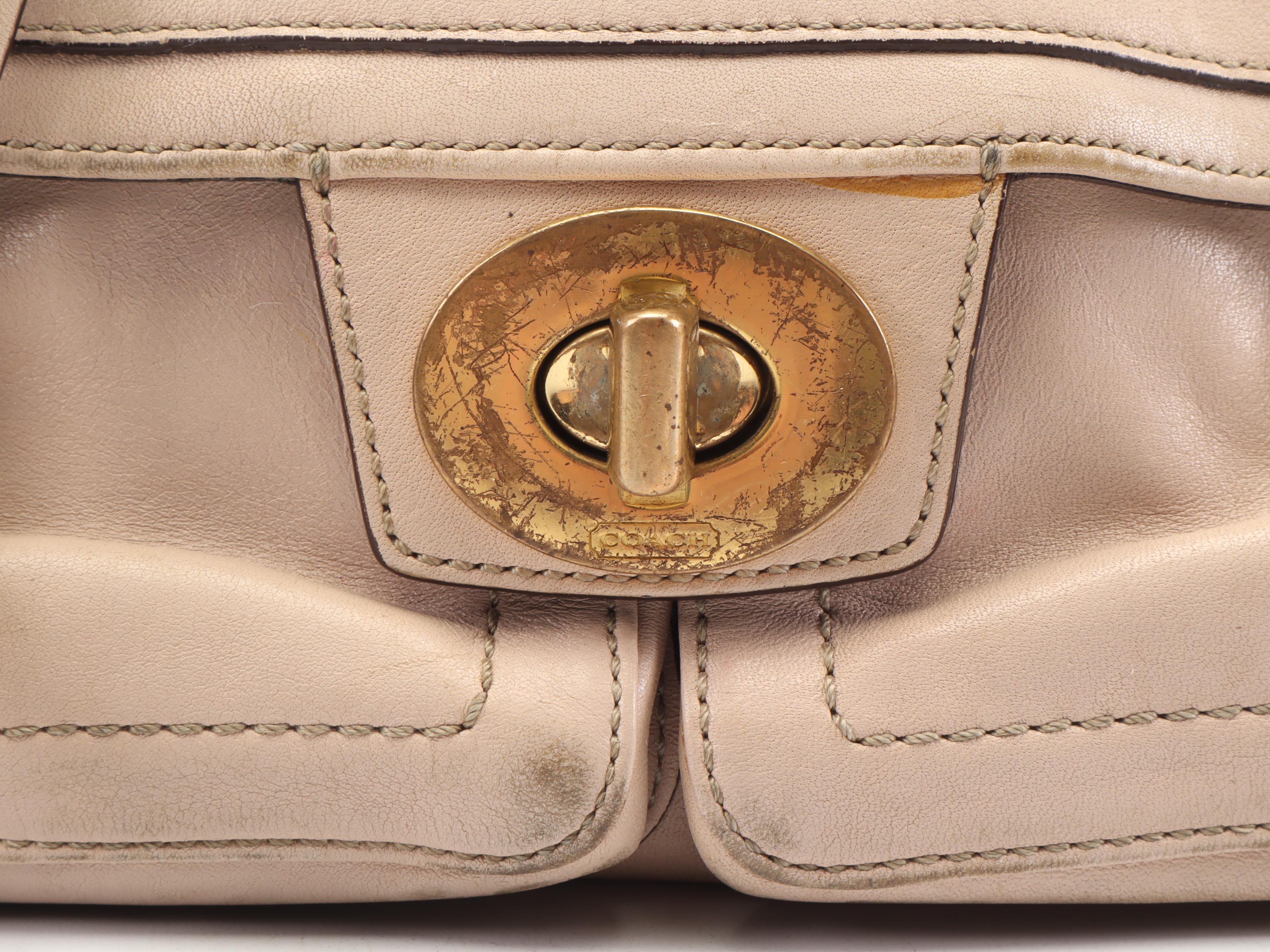 Coach Legacy Taupe Leather Hampton Lindsay Satchel With Brown Leather Wallet