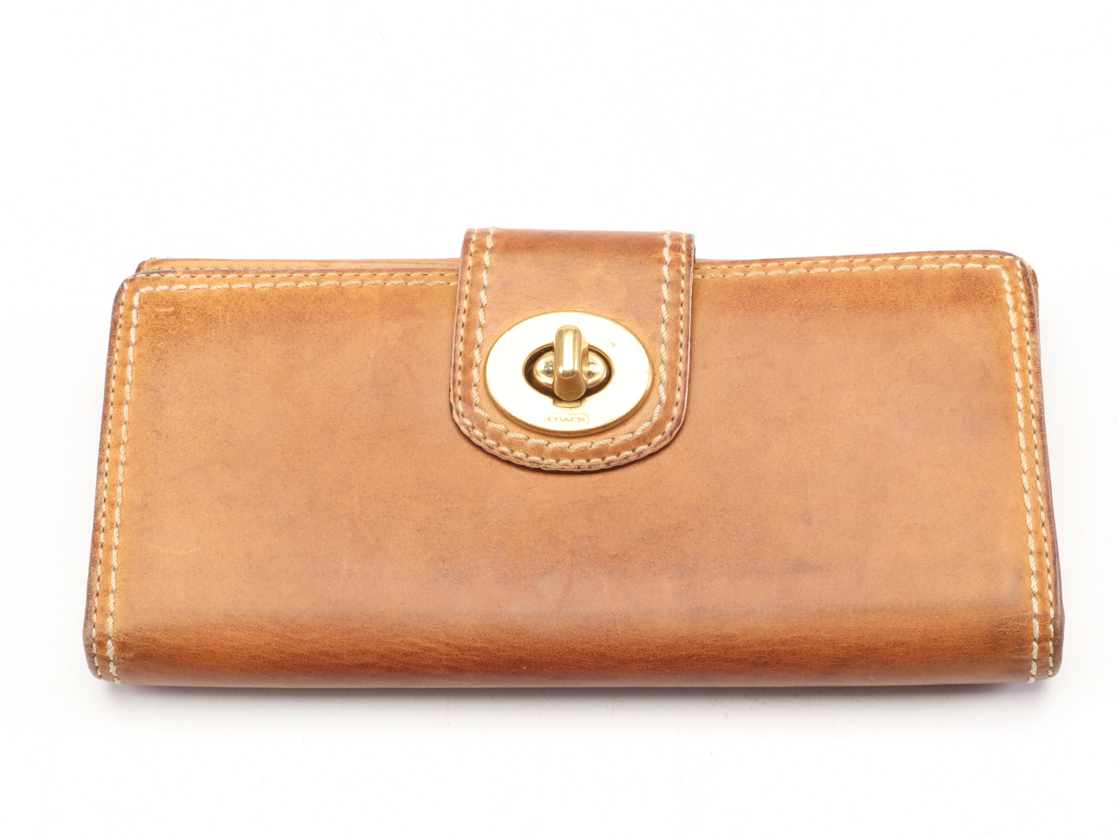 Coach Legacy Taupe Leather Hampton Lindsay Satchel With Brown Leather Wallet