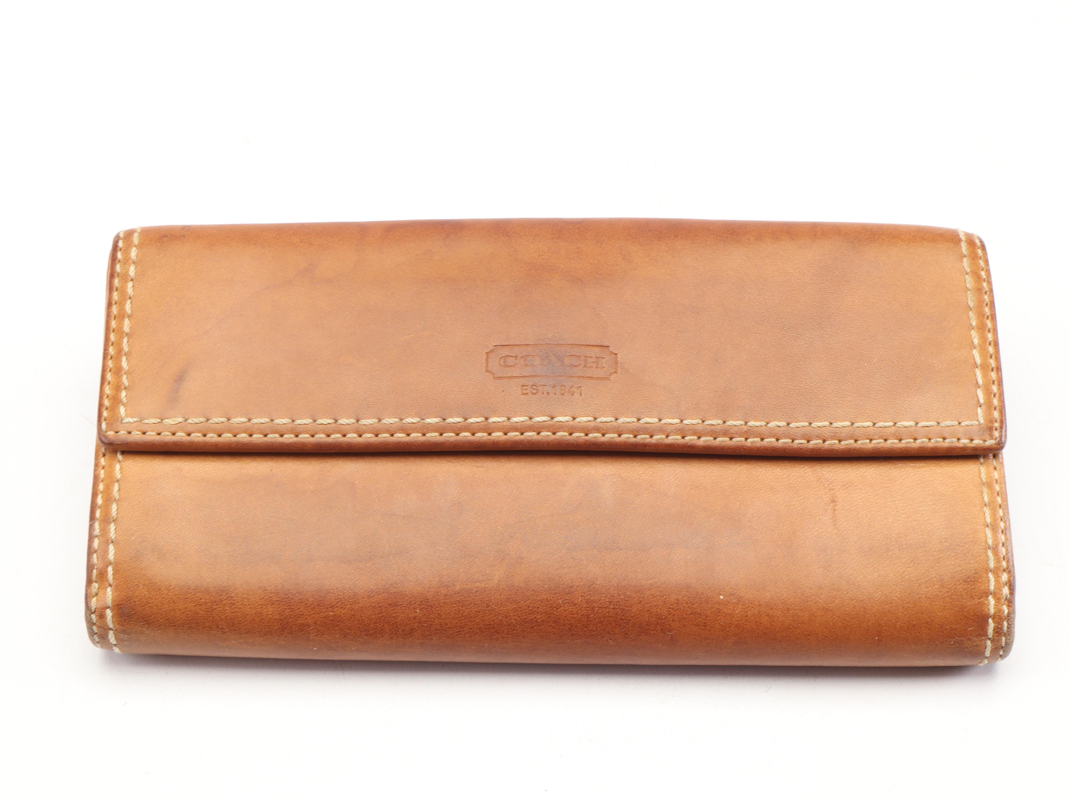 Coach Legacy Taupe Leather Hampton Lindsay Satchel With Brown Leather Wallet