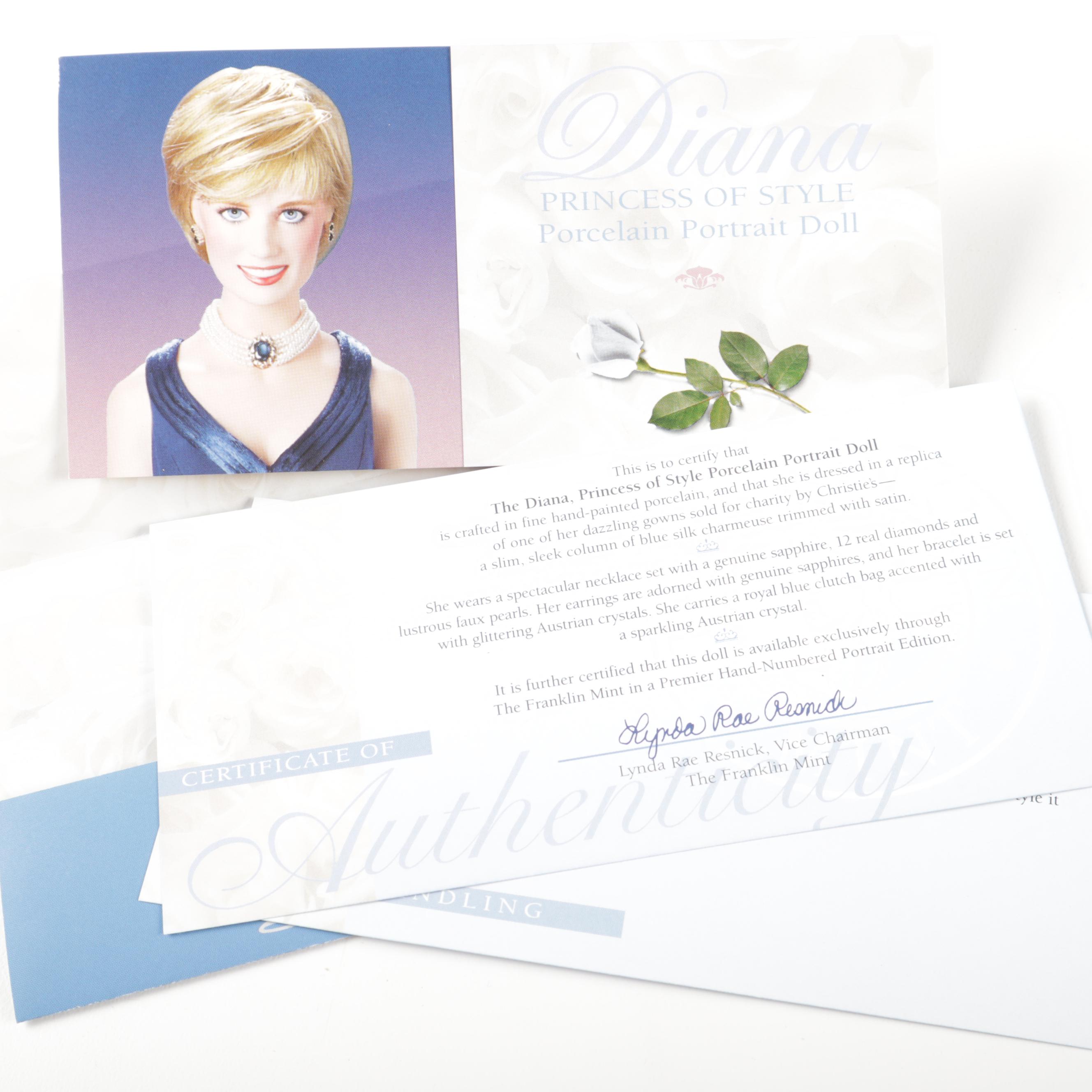 Franklin Mint Princess Diana Porcelain Doll Collection