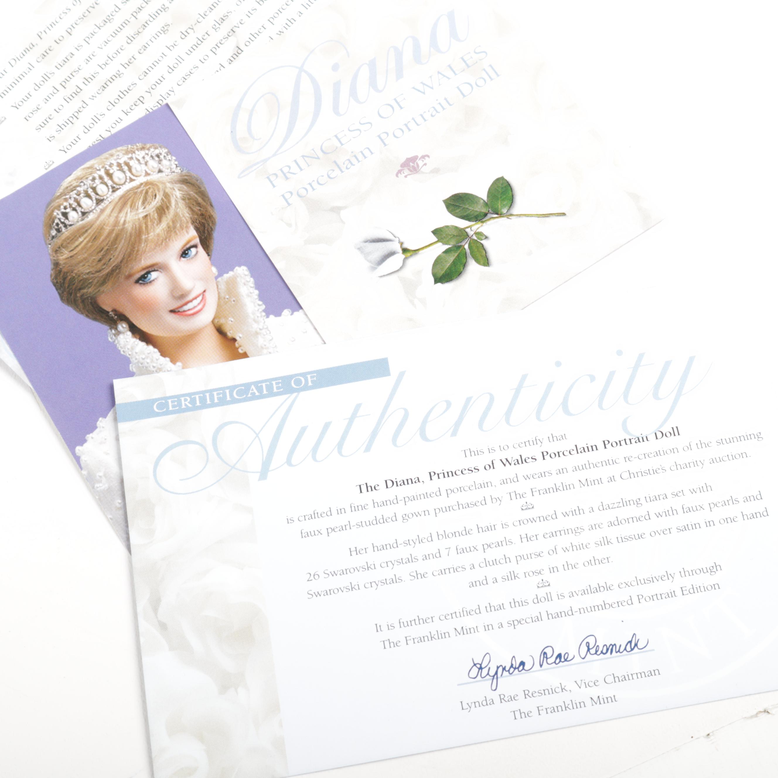 Franklin Mint Princess Diana Porcelain Doll Collection