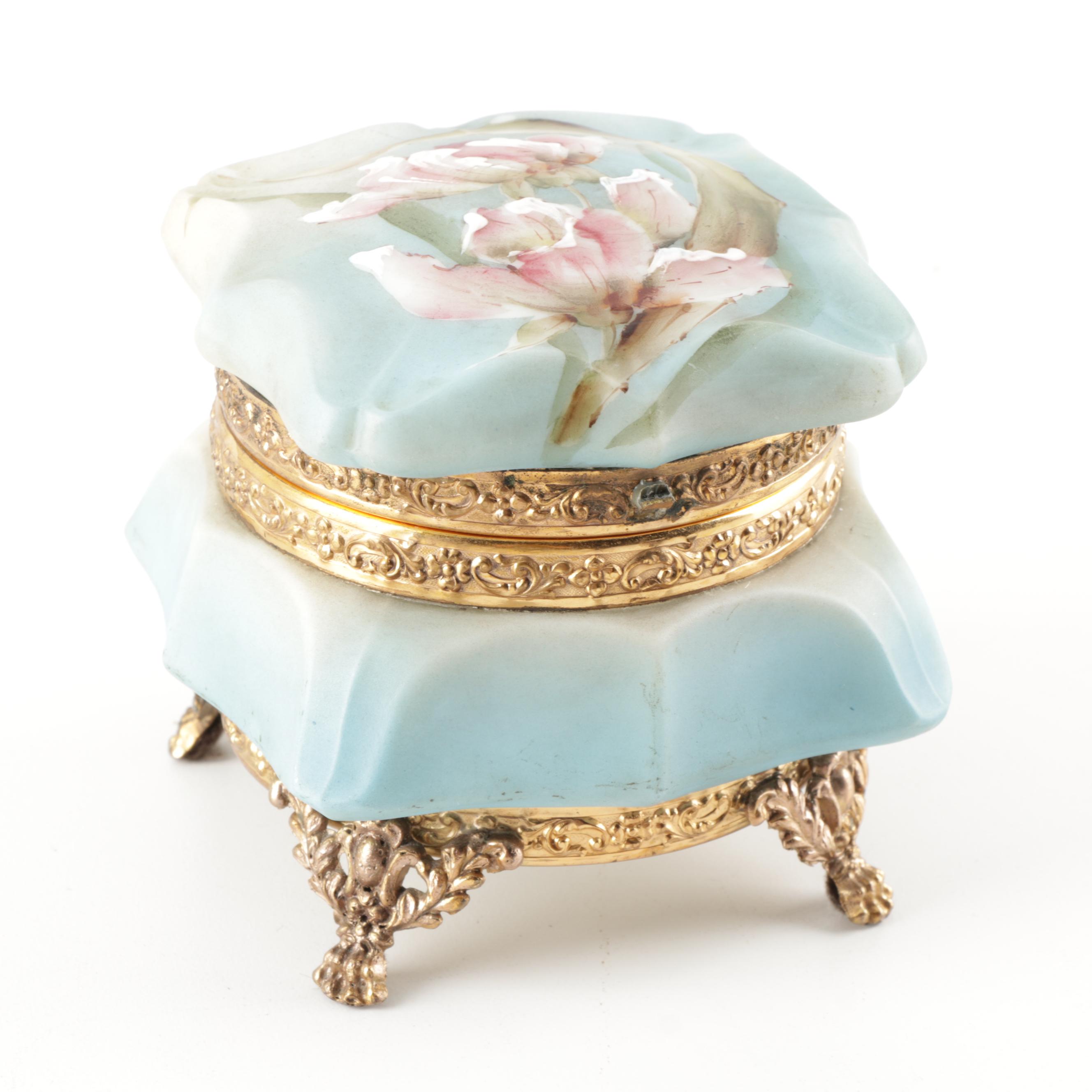 C.F. Monroe Co. "Nakara" Glass Dresser Box, Early 20th Century