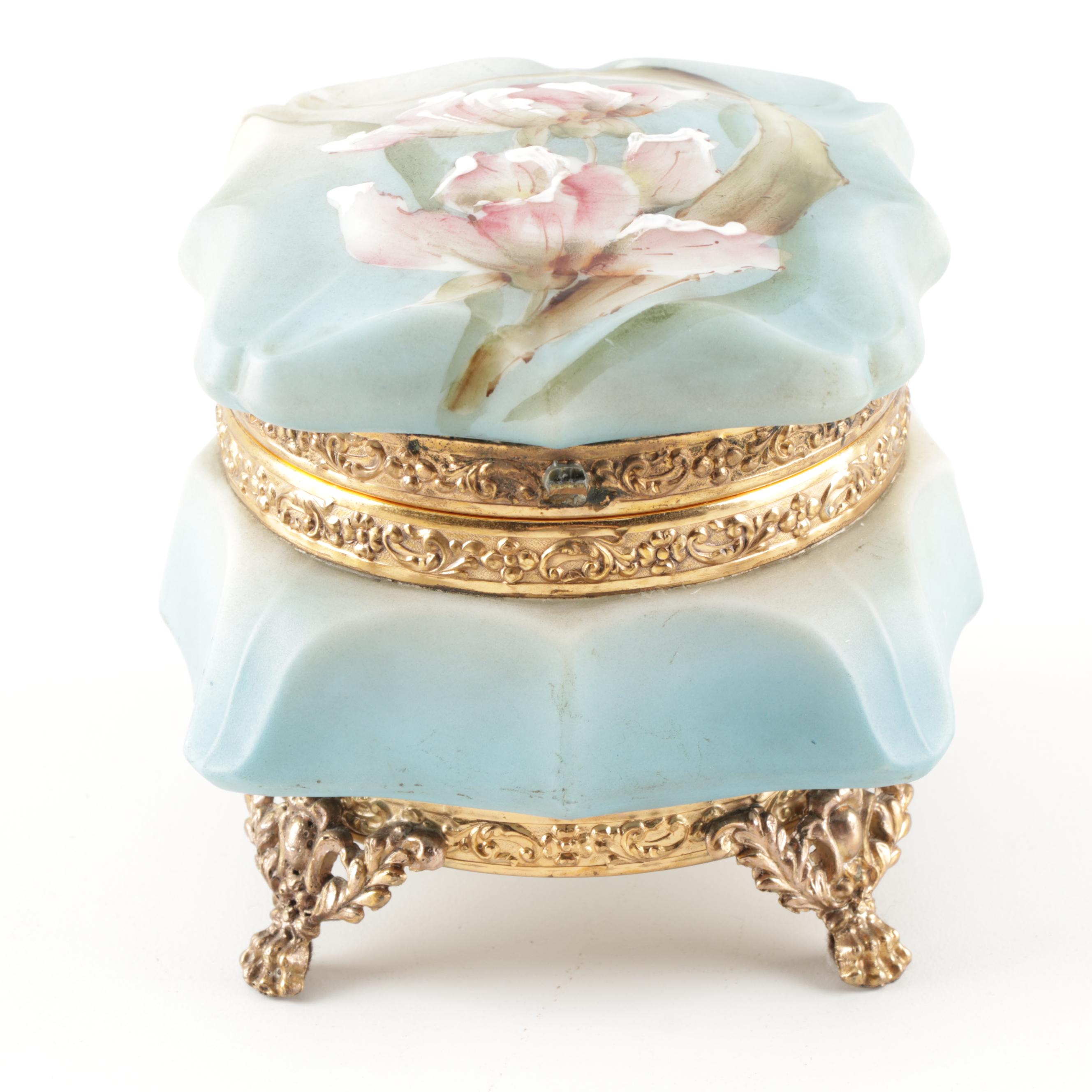 C.F. Monroe Co. "Nakara" Glass Dresser Box, Early 20th Century