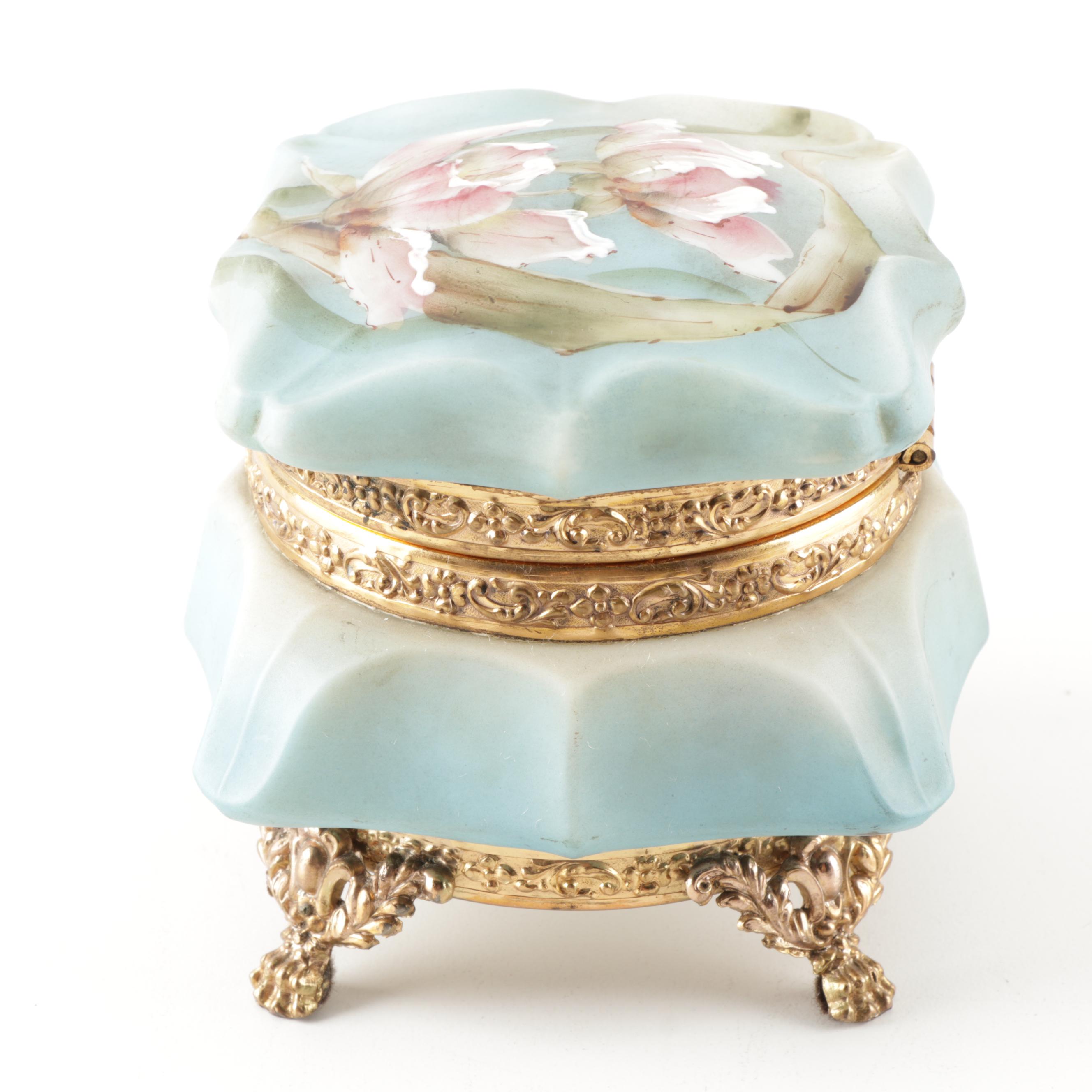 C.F. Monroe Co. "Nakara" Glass Dresser Box, Early 20th Century