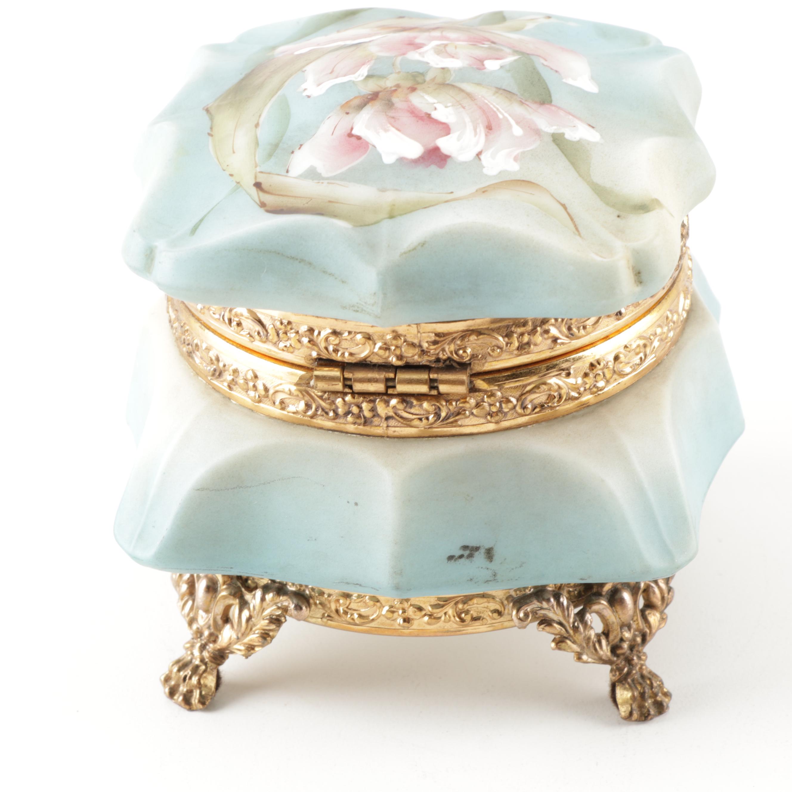 C.F. Monroe Co. "Nakara" Glass Dresser Box, Early 20th Century