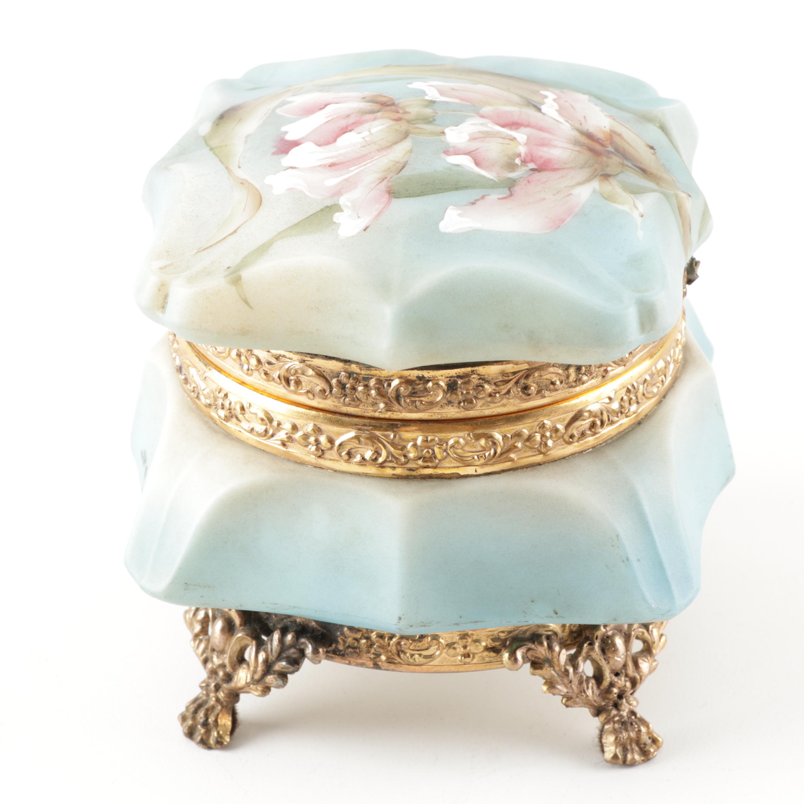 C.F. Monroe Co. "Nakara" Glass Dresser Box, Early 20th Century