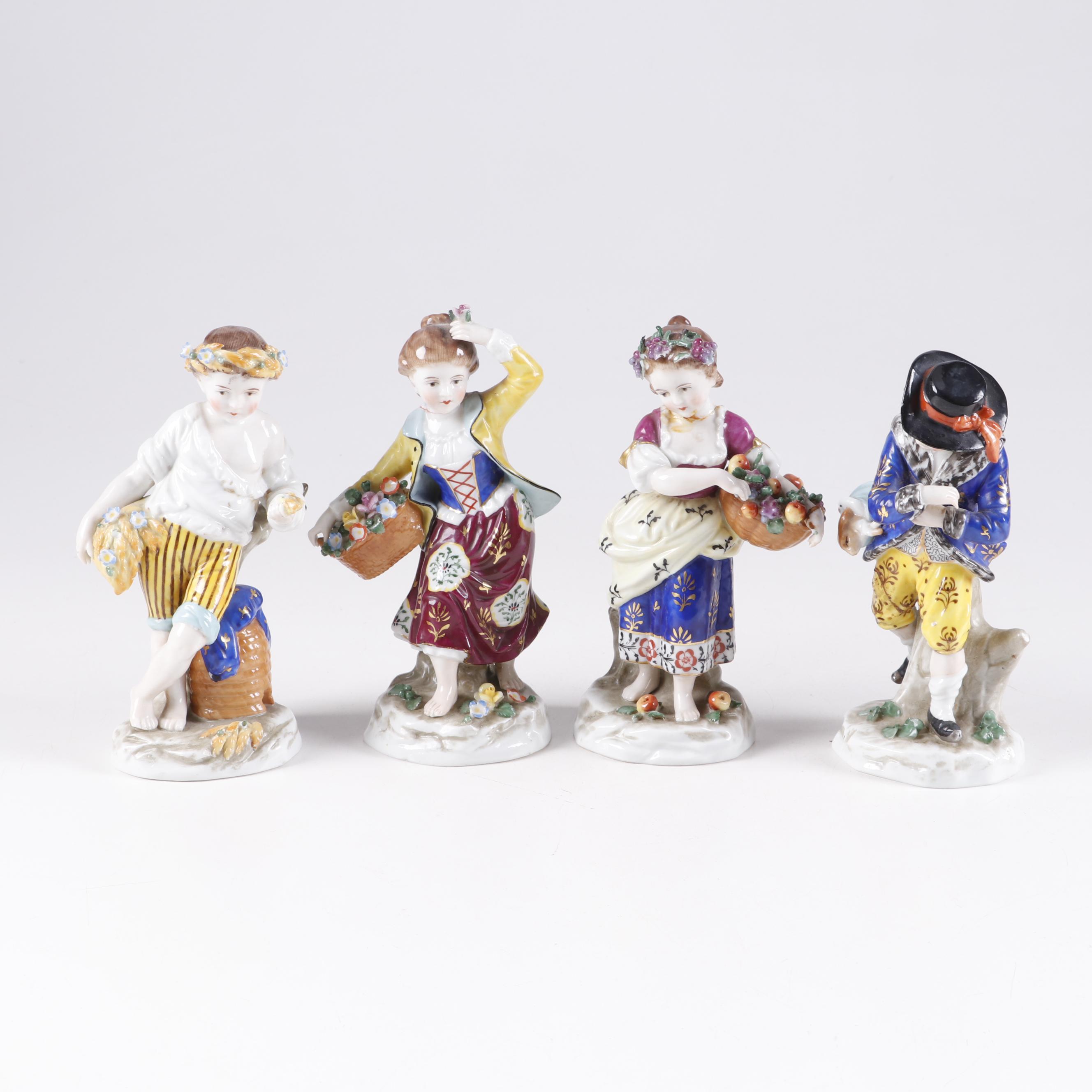 German Sitzendorf Style Porcelain Figurines