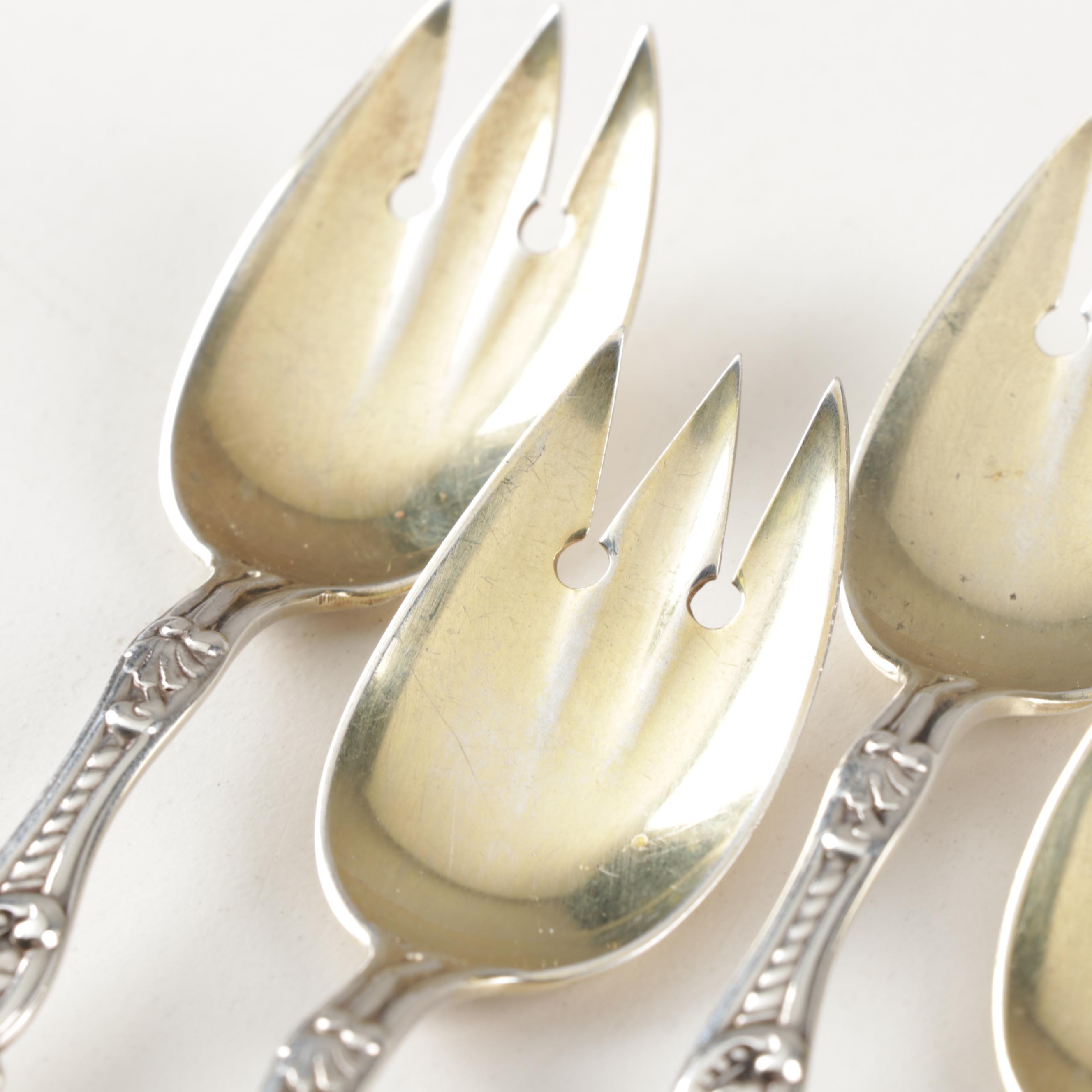 Gorham "Marie Antoinette" Sterling Silver Ice Cream Forks, Circa 1890